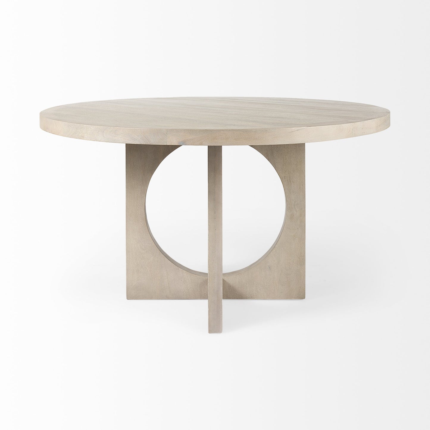 Light Natural Wood Round Geometric Dining Table