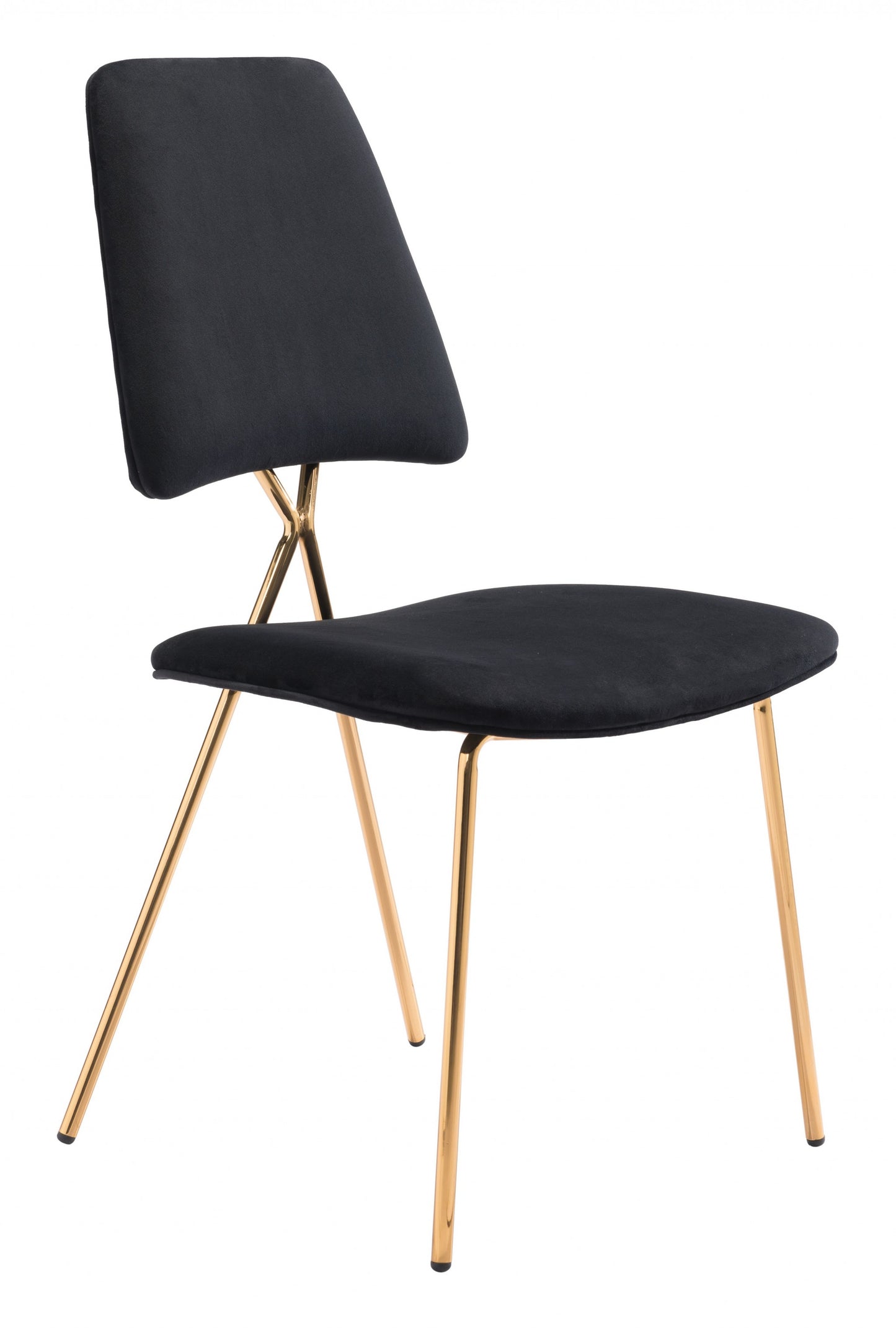 Set of Two Black and Gold Modern X Dining Chairs