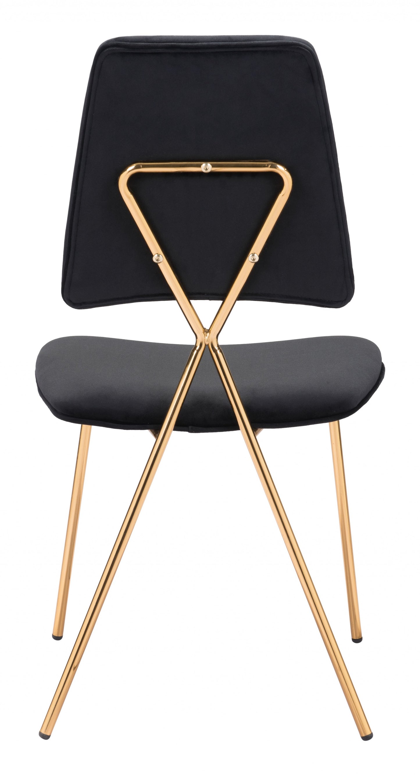 Set of Two Black and Gold Modern X Dining Chairs