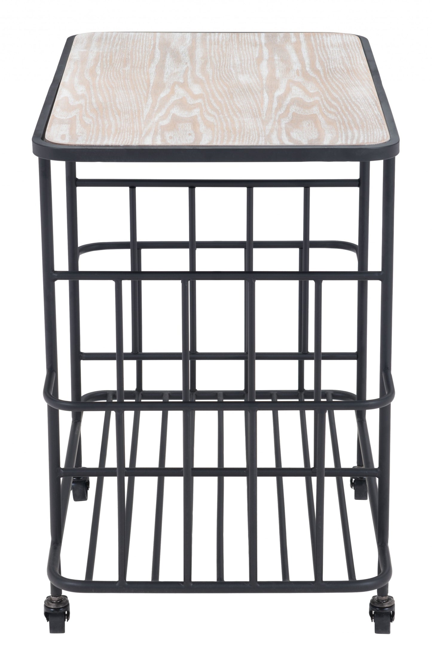 Black and White Steel Rolling Bar Cart