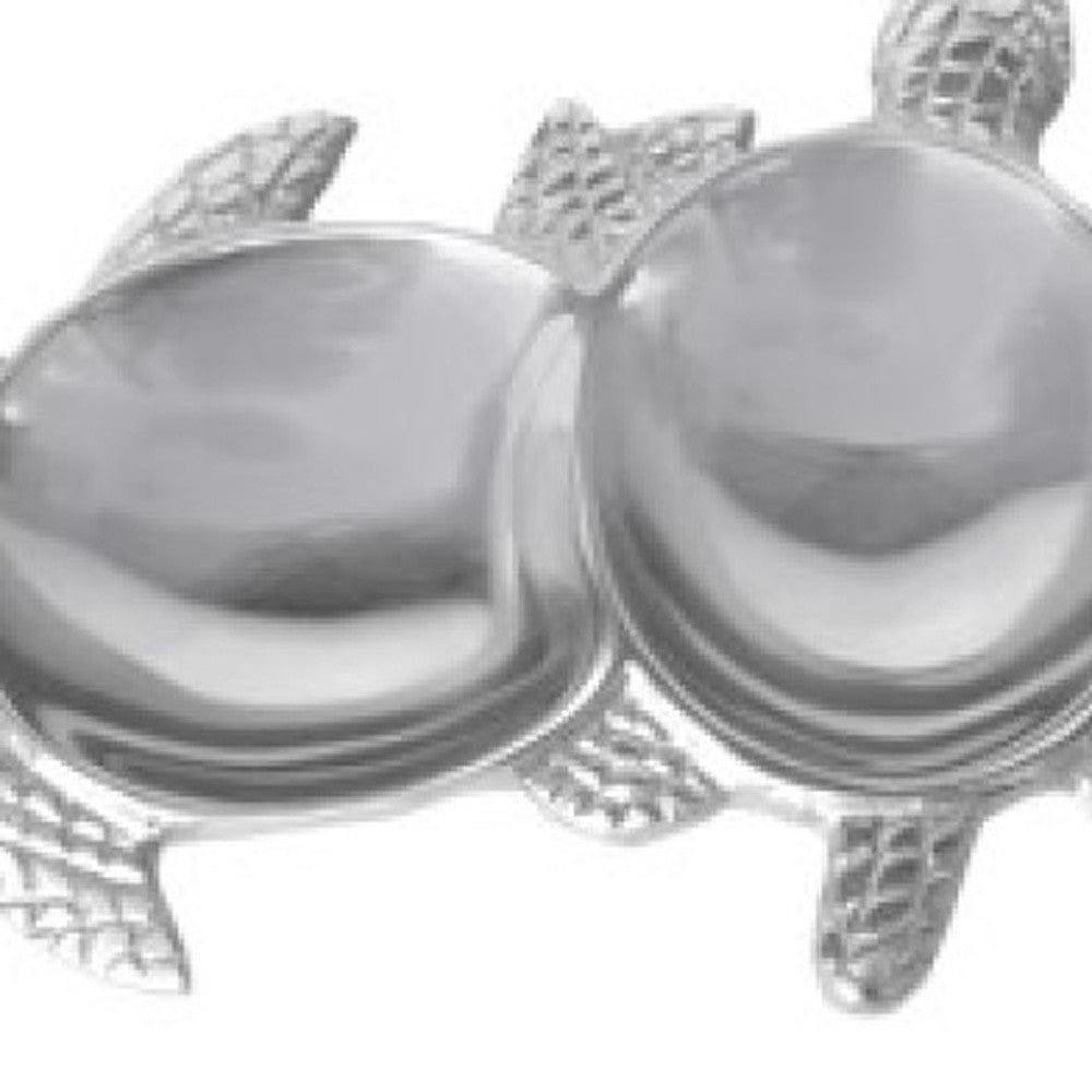 Silver Three Section Turtle Design Serving Tray