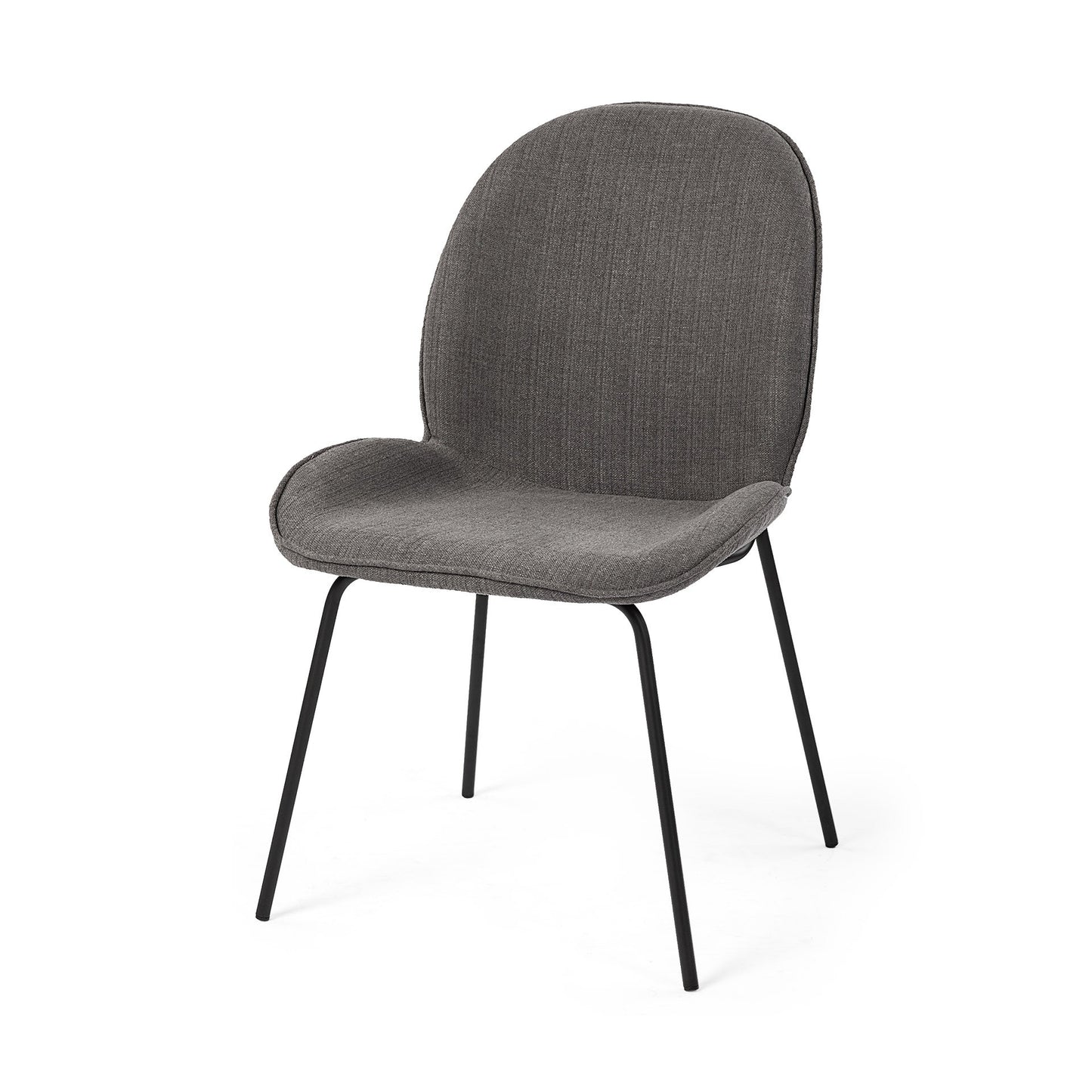 Set Of Two Gray And Black Upholstered Fabric Side Chairs