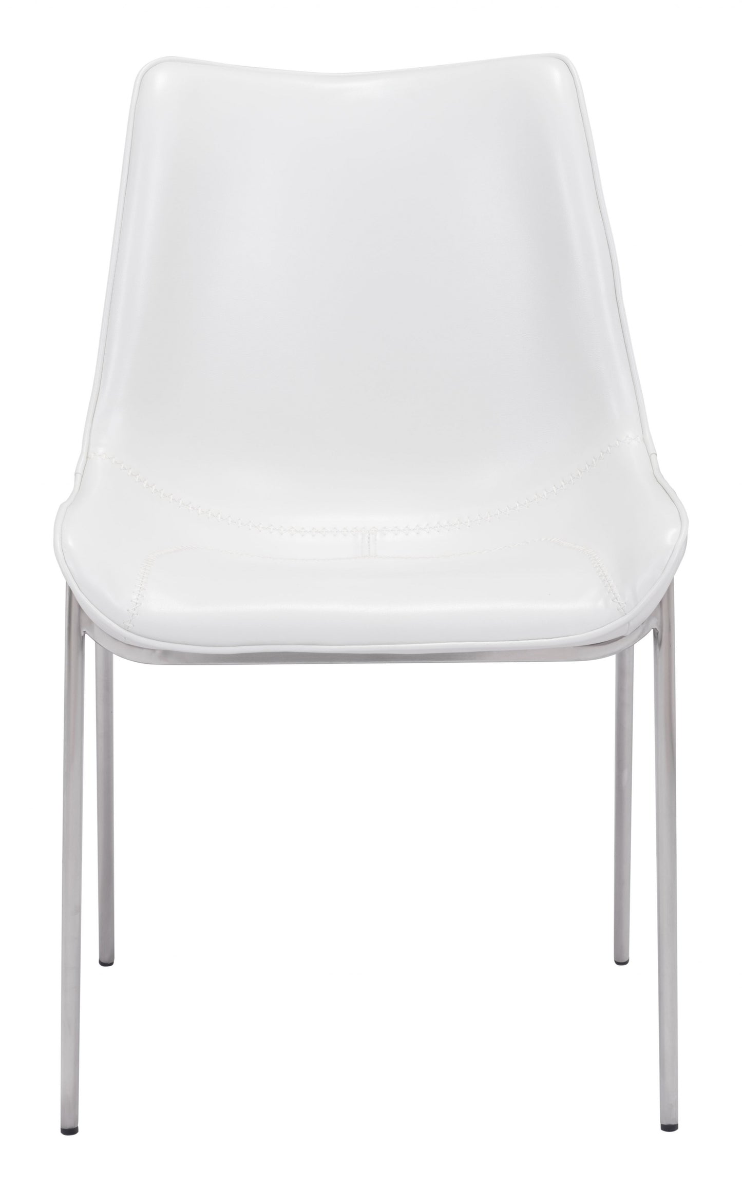 Stich White Faux Leather Side or Dining Chairs Set of 2 Chairs