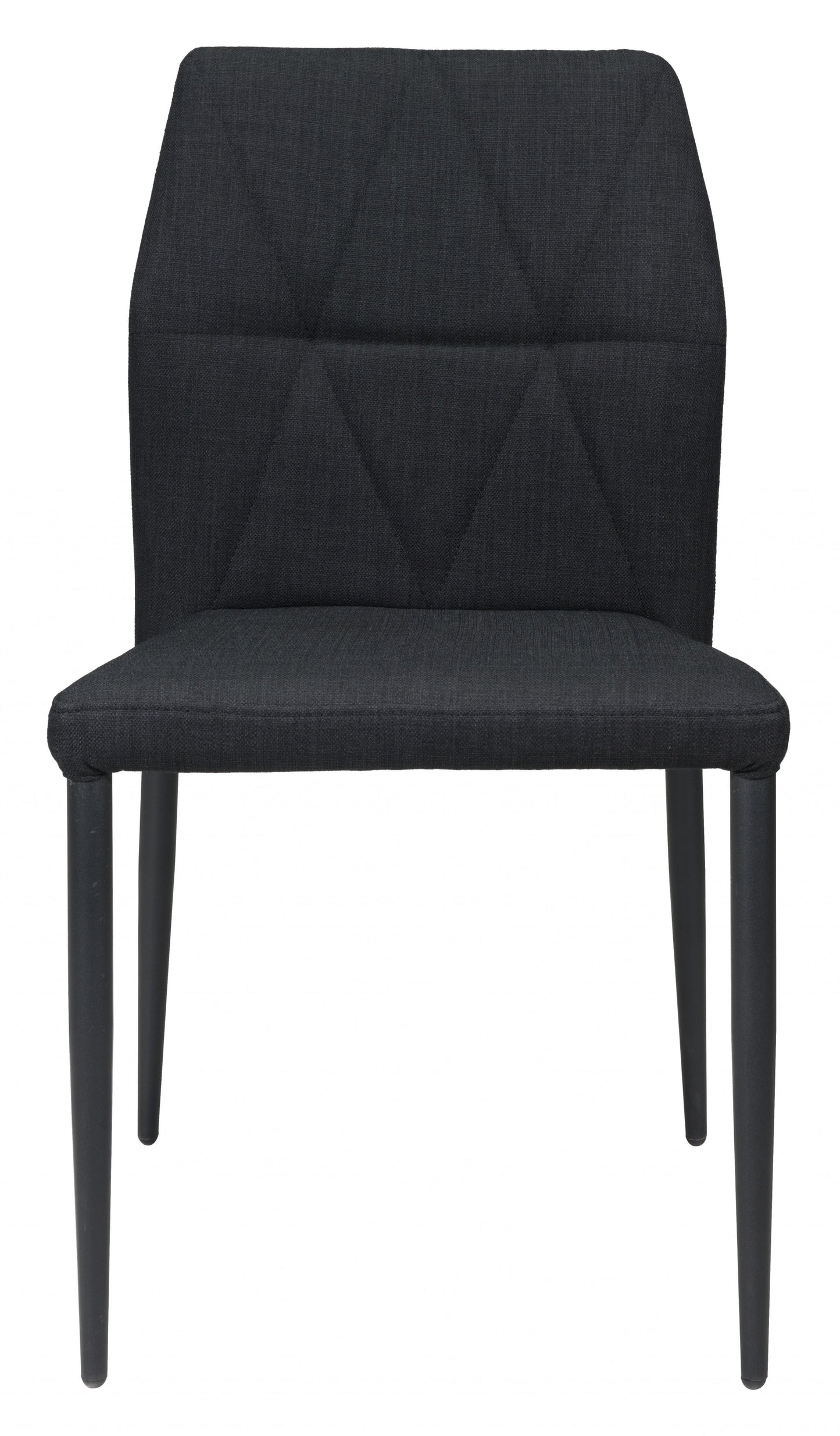 Set Of 4 Black Solid Back Dining Chairs