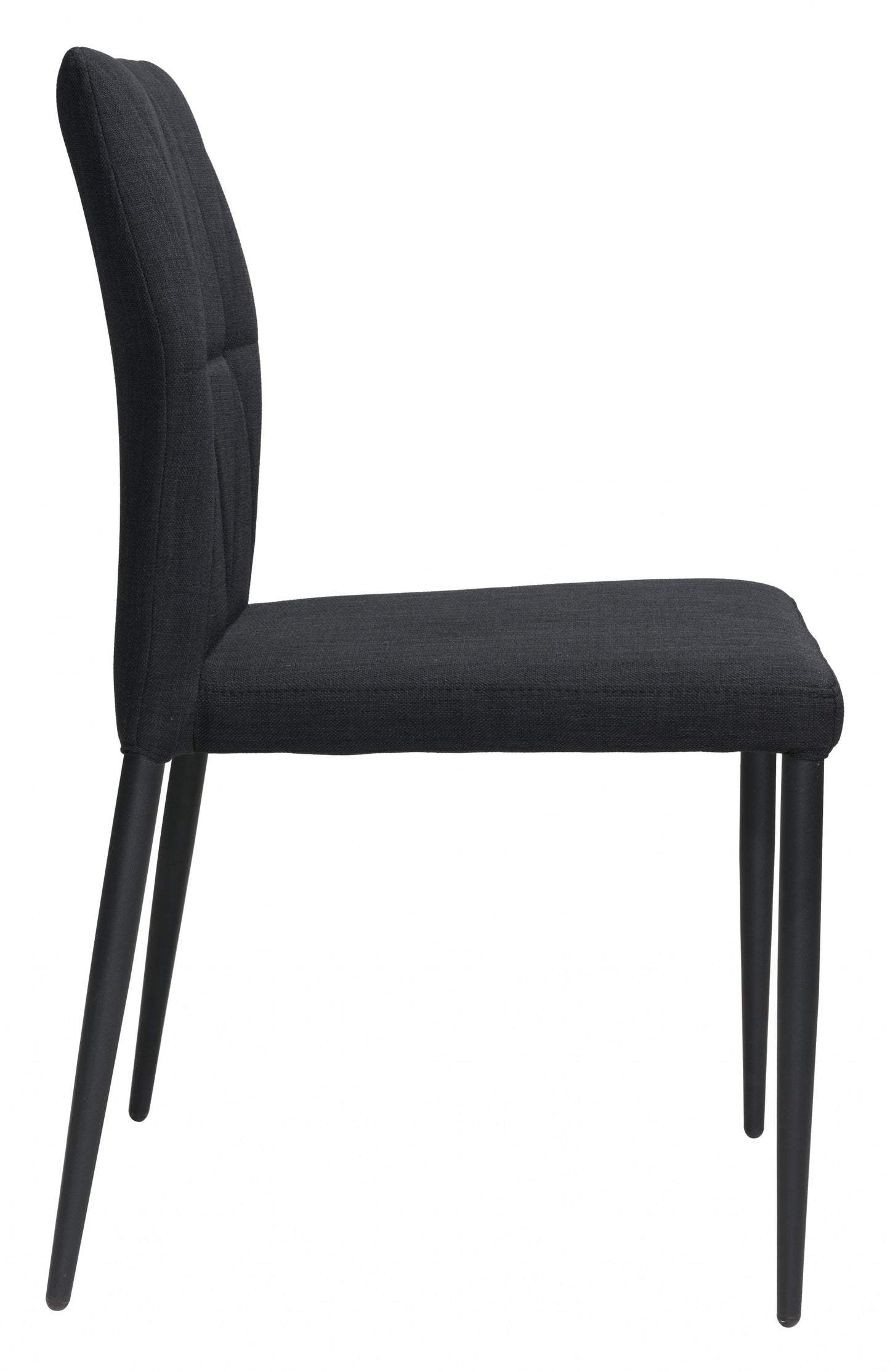 Set Of 4 Black Solid Back Dining Chairs