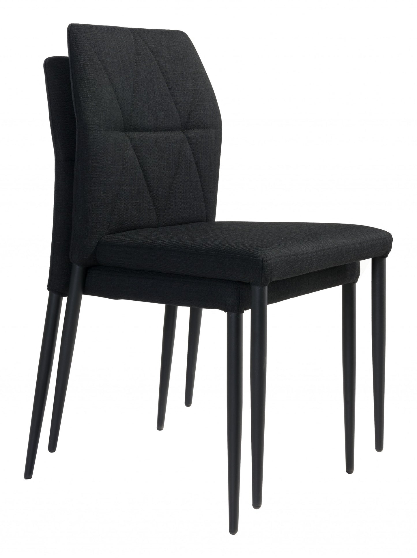 Set Of 4 Black Solid Back Dining Chairs