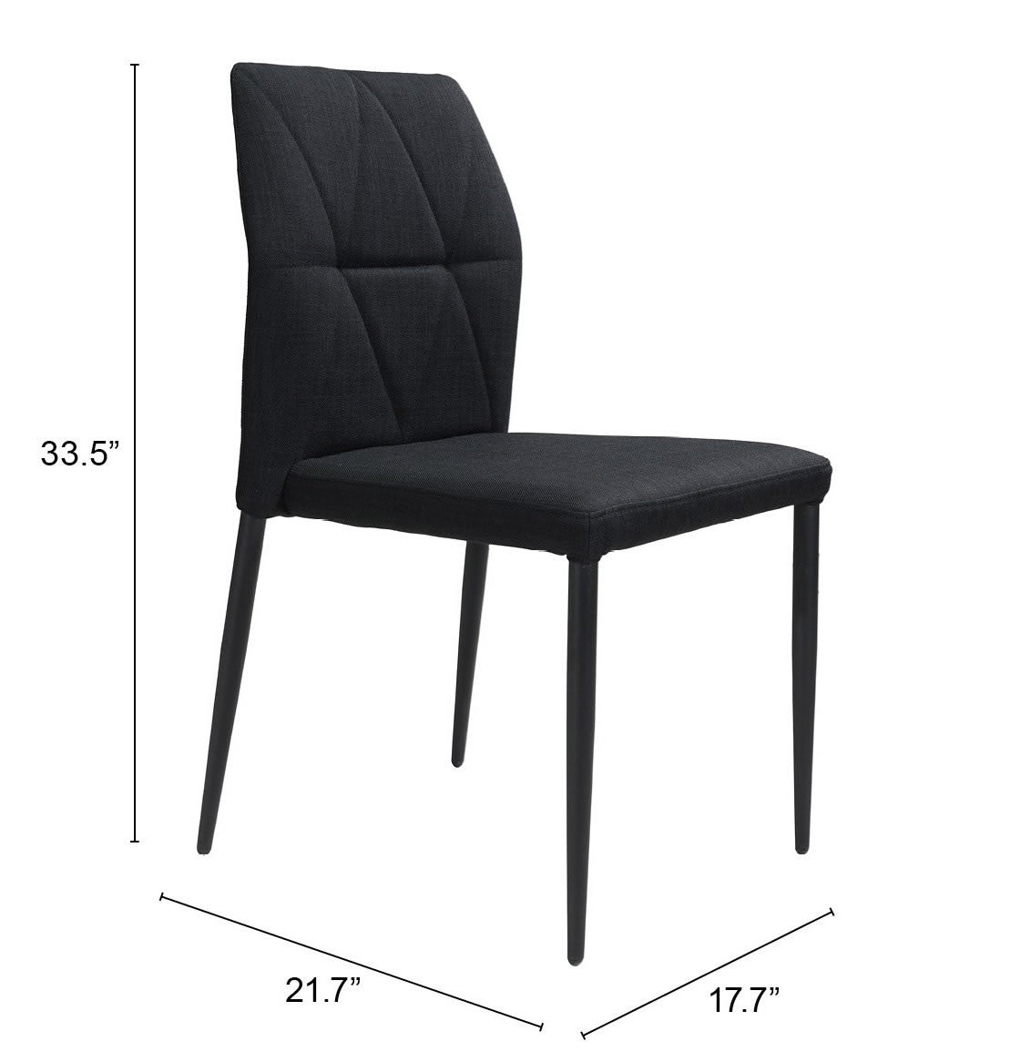 Set Of 4 Black Solid Back Dining Chairs