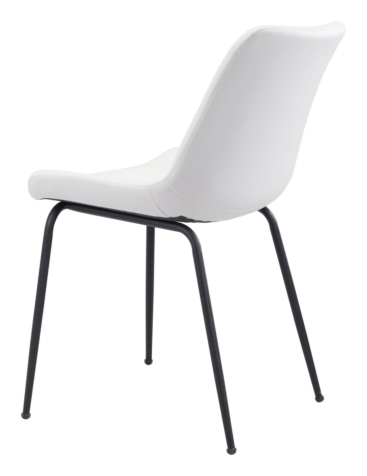 Set of Two White and Black Top Shelf Modern Rugged Dining Chairs