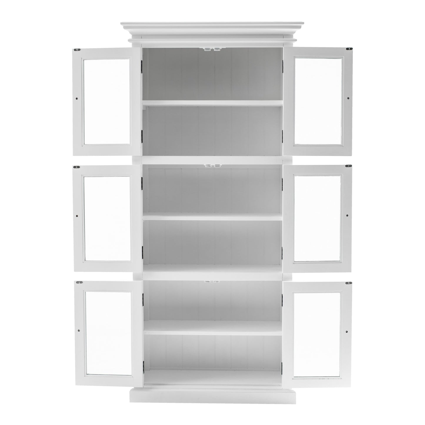 35" White Solid Wood Frame Standard Accent Cabinet With Six Shelves