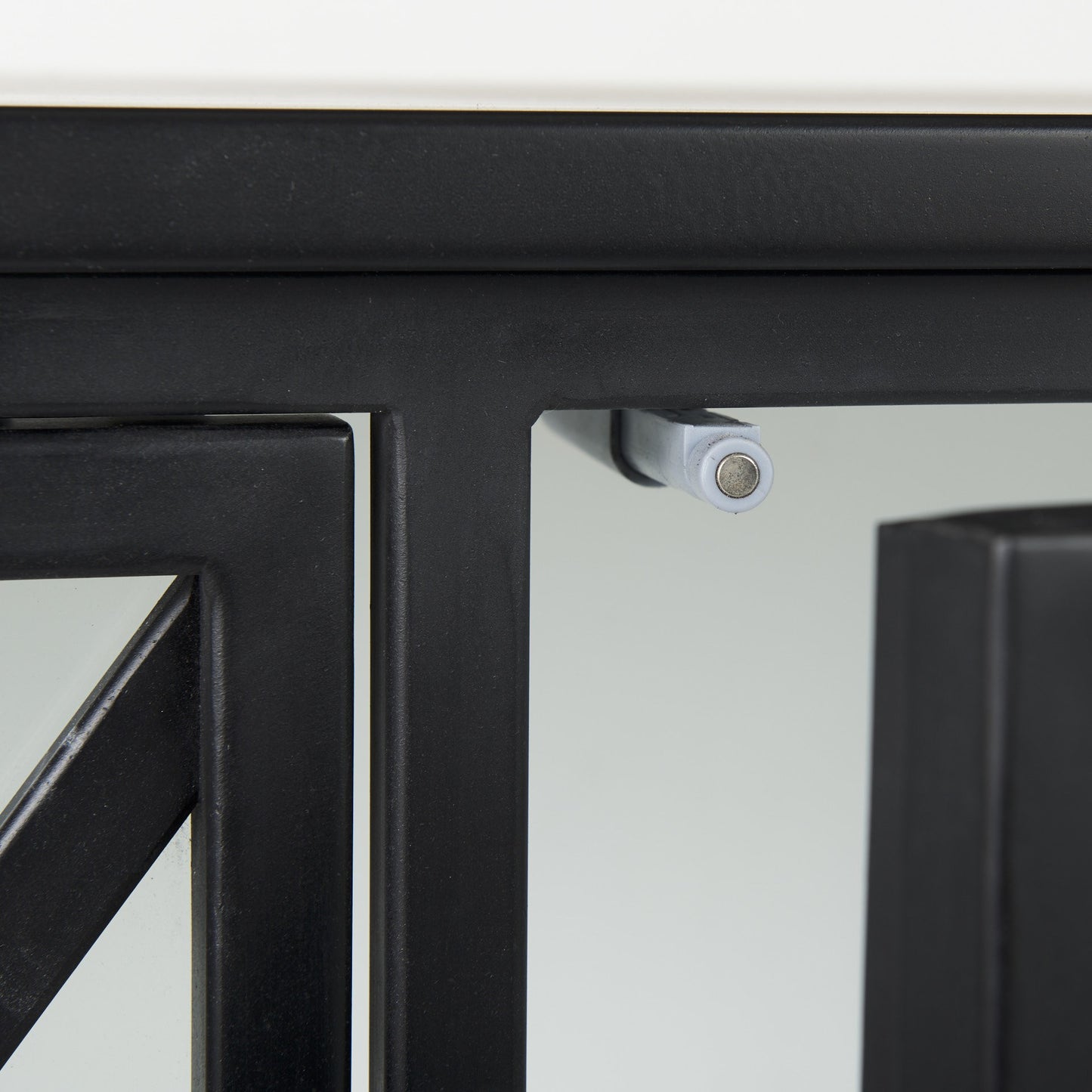 Slender Sleek Black Two Door Glass Cabinet