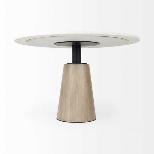 White Marble Mod Pedestal Dining Table