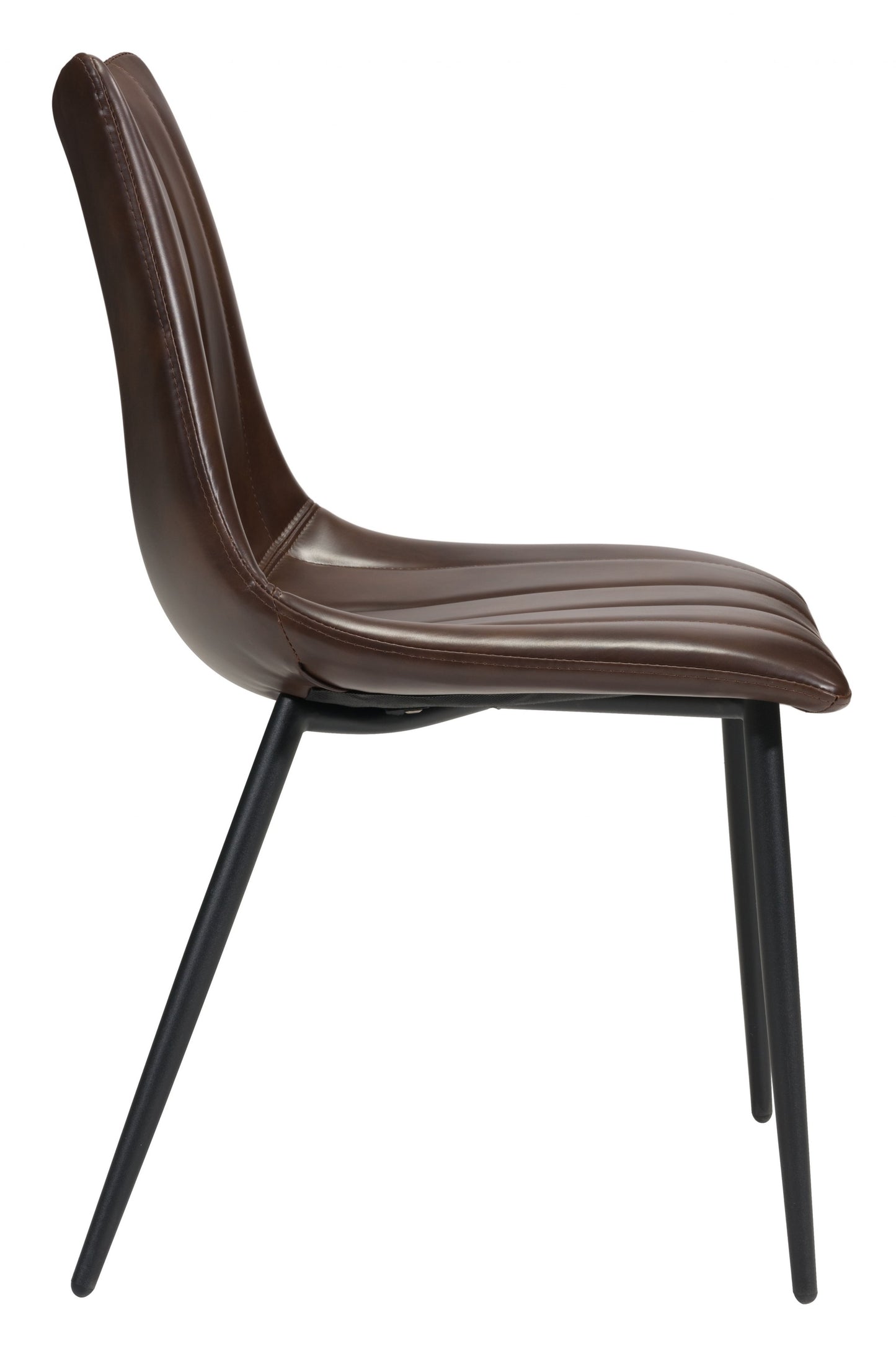 Set Of Two Black Brown Faux Leather Solid Back Dining Chairs