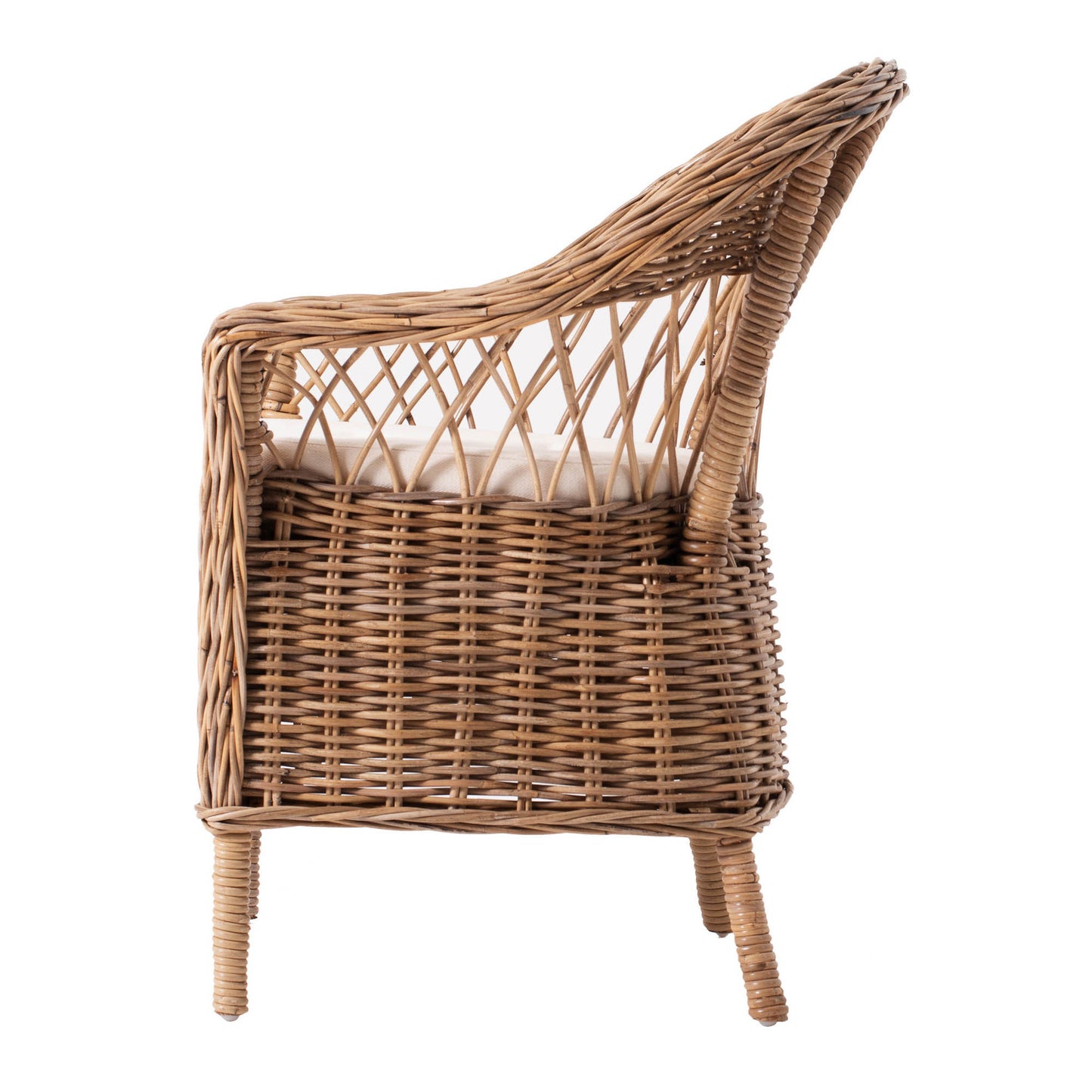 Set of Two Semi Circle Back Wicker Chairs with Seat Cushion