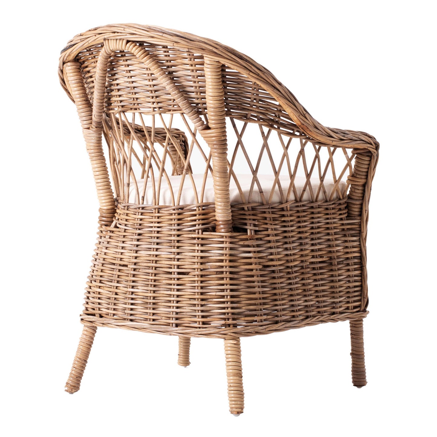 Set of Two Semi Circle Back Wicker Chairs with Seat Cushion