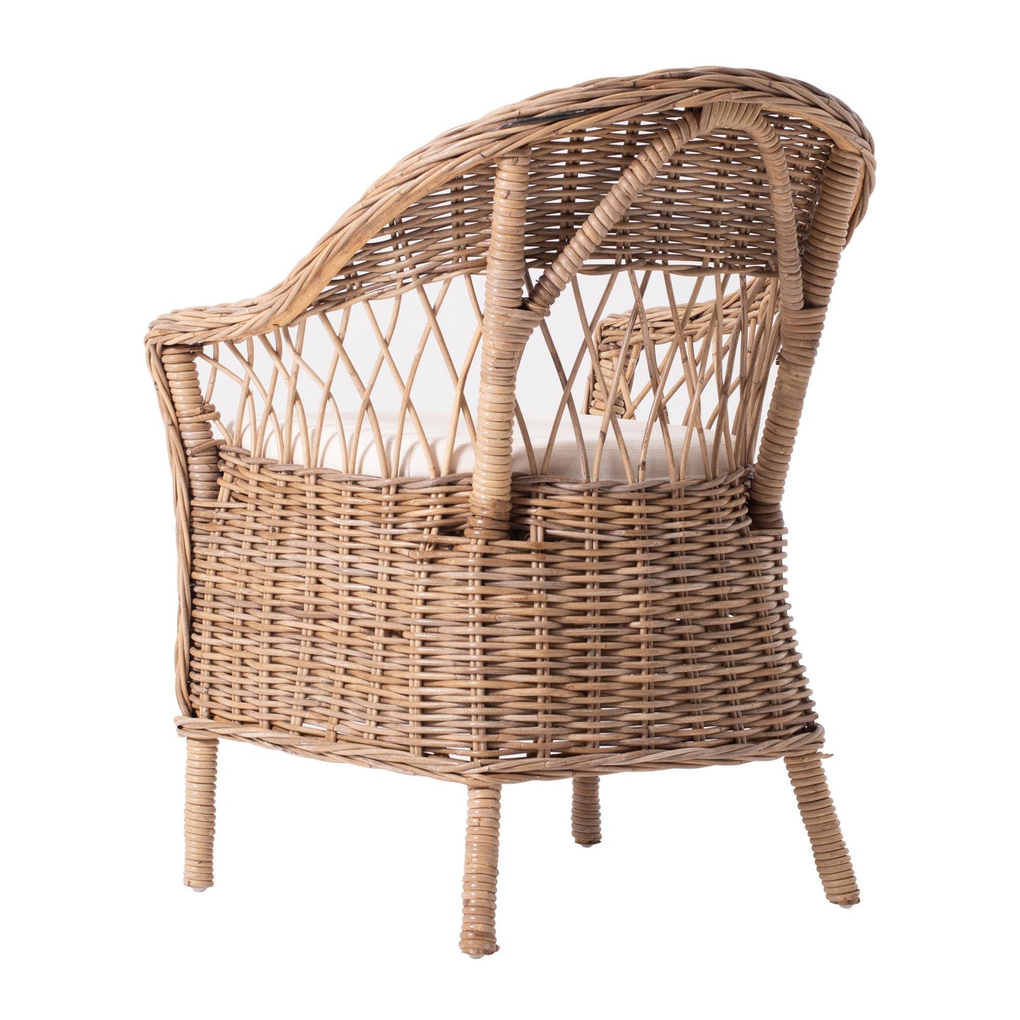 Set of Two Semi Circle Back Wicker Chairs with Seat Cushion