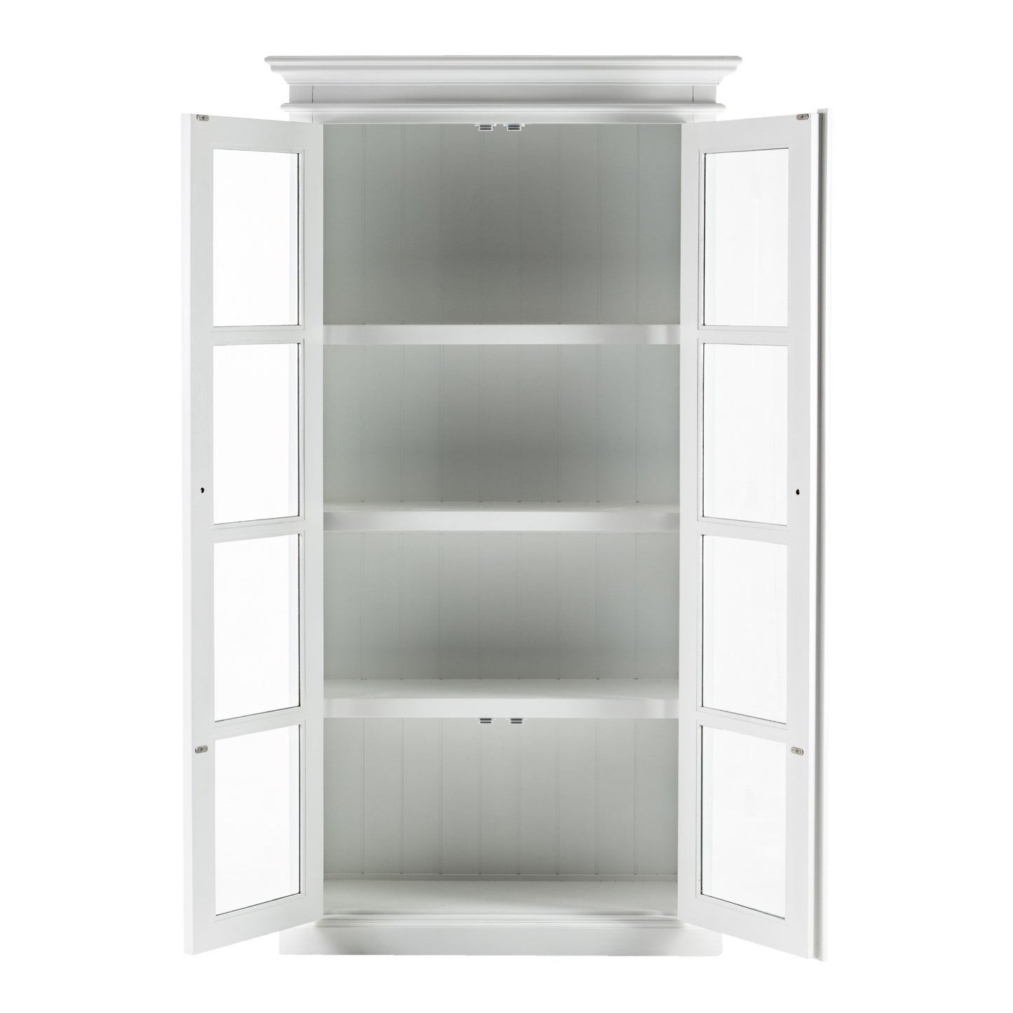 Classic White and Glass Double Door Storage Cabinet