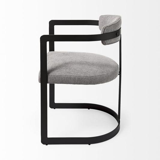 Curvy Black and Gray Upholstered Dining Armchair