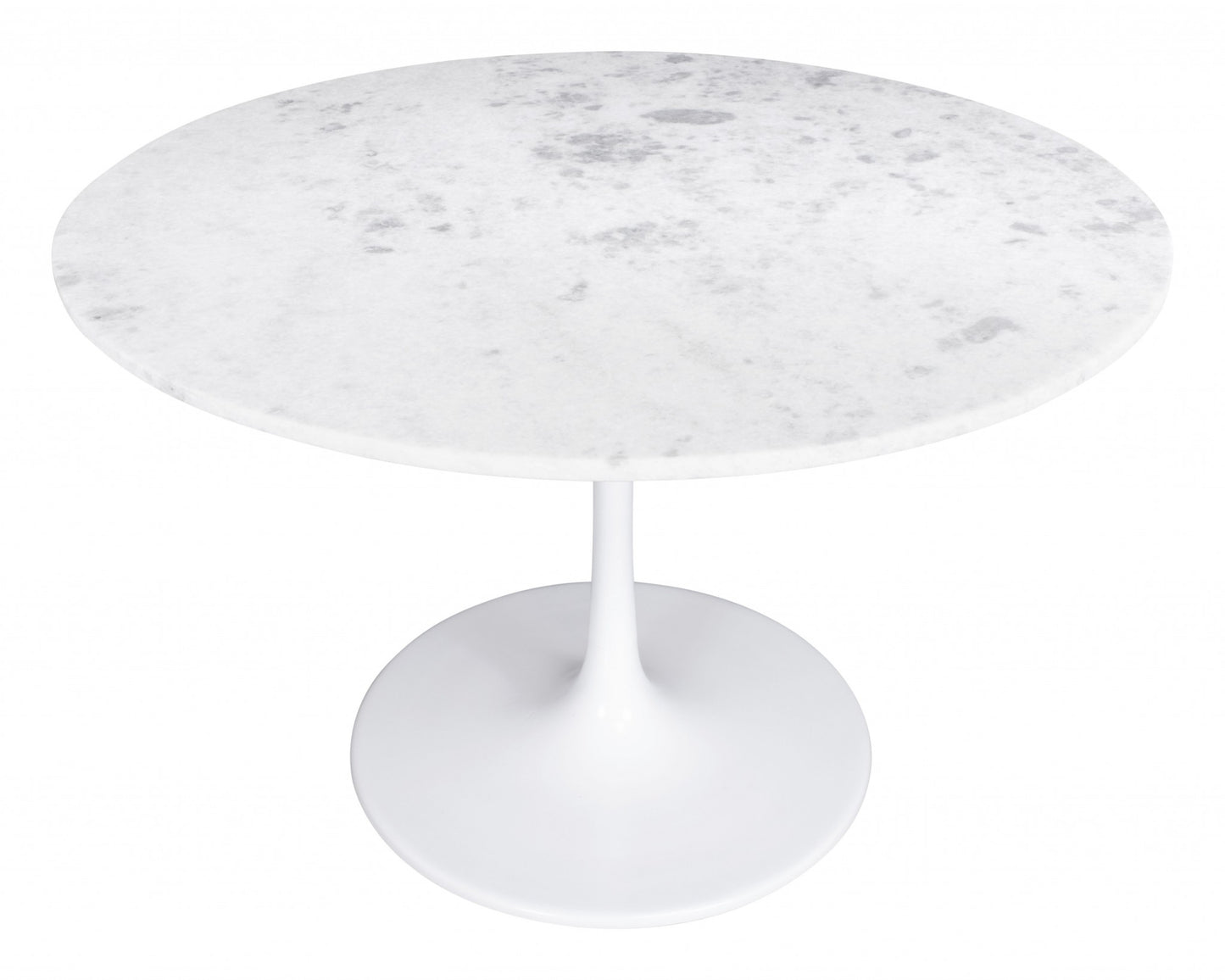 47" White Rounded Marble And Steel Dining Table