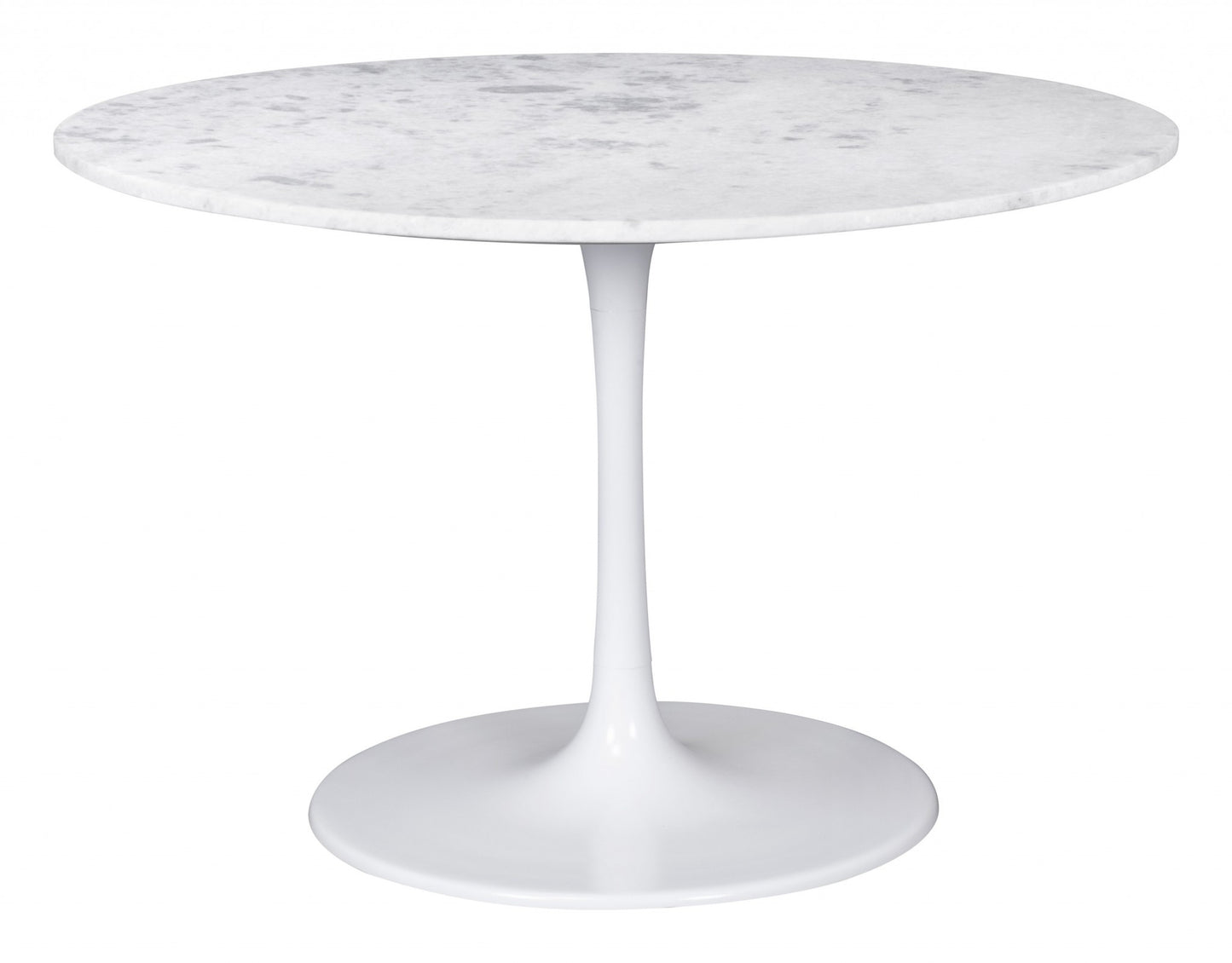 47" White Rounded Marble And Steel Dining Table