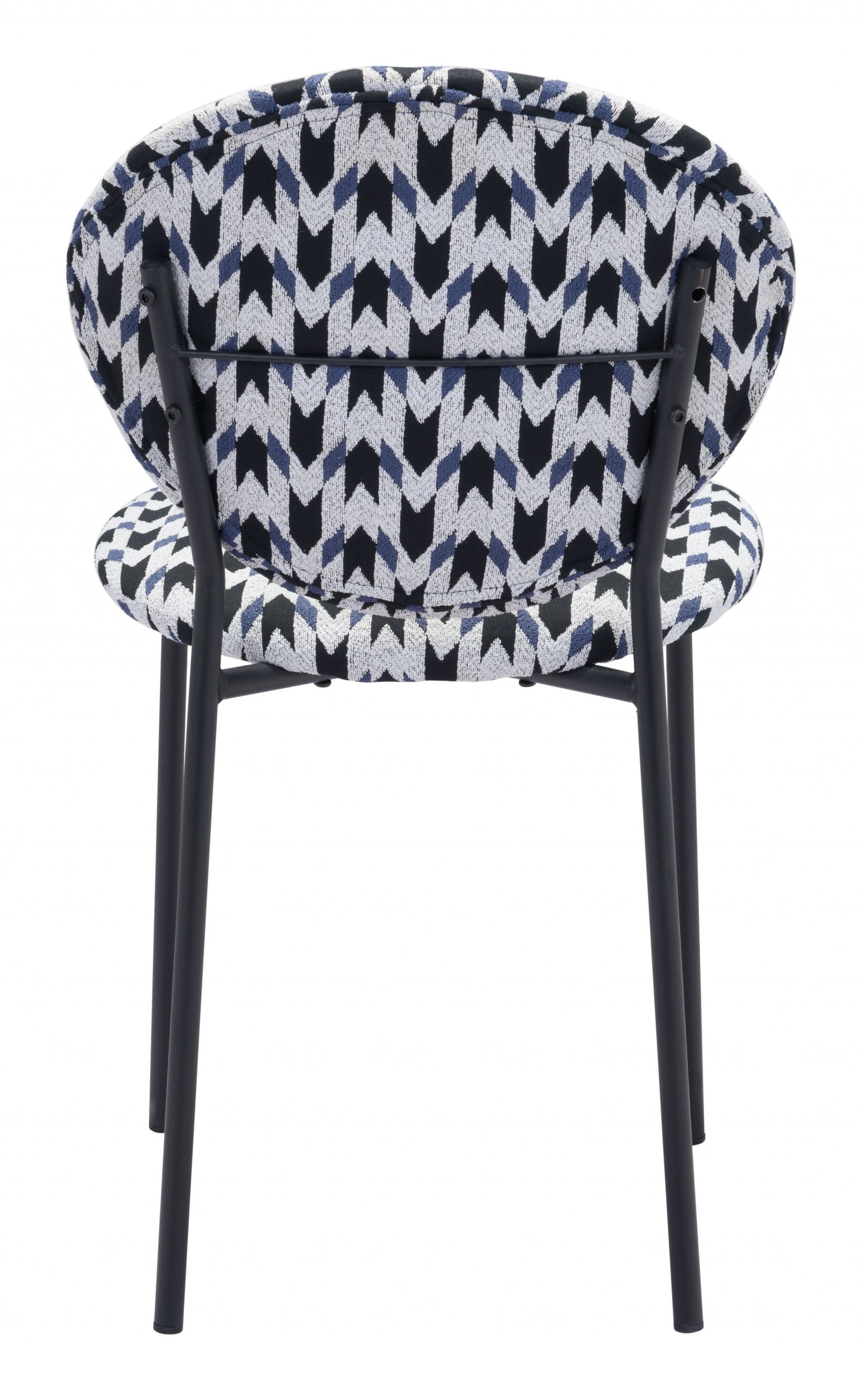 Set of Two Blue Black and White Arrow Design Dining or Side Chairs