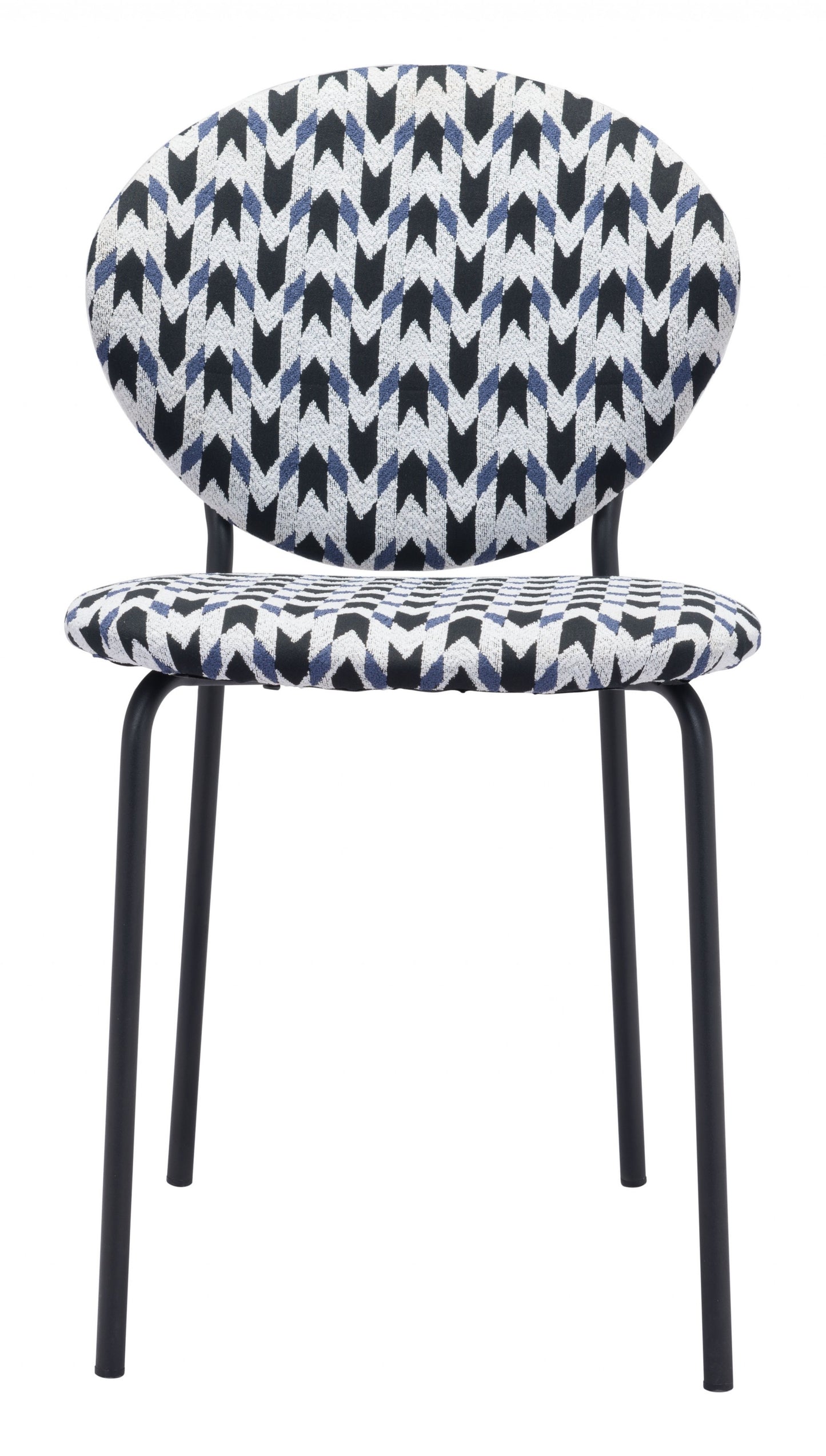 Set of Two Blue Black and White Arrow Design Dining or Side Chairs