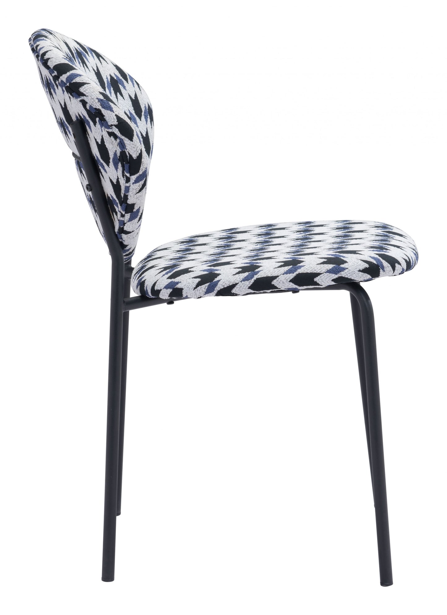 Set of Two Blue Black and White Arrow Design Dining or Side Chairs