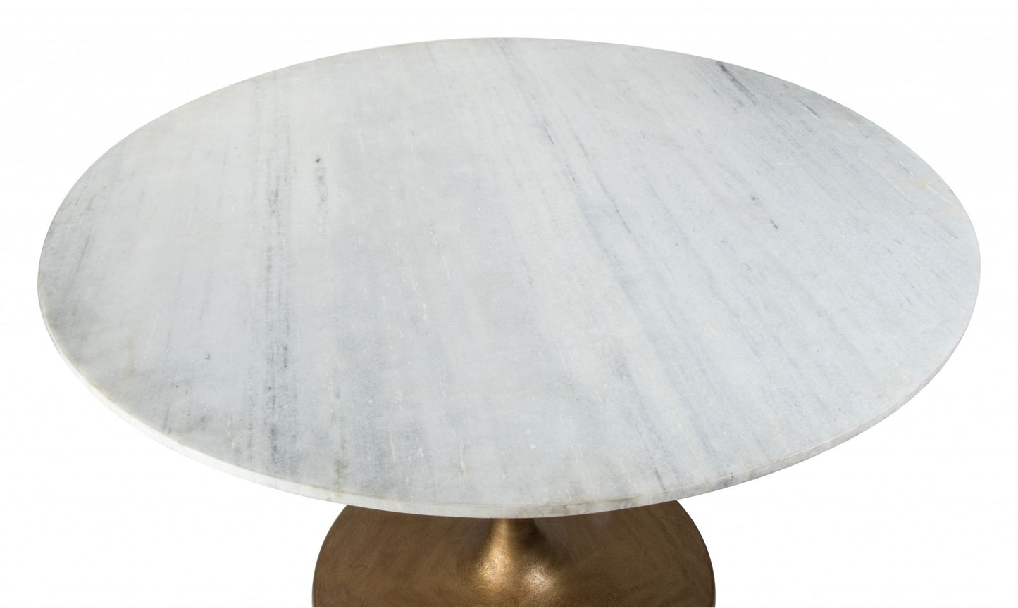 47" White Marble and Gold Round Pedestal Dining Table