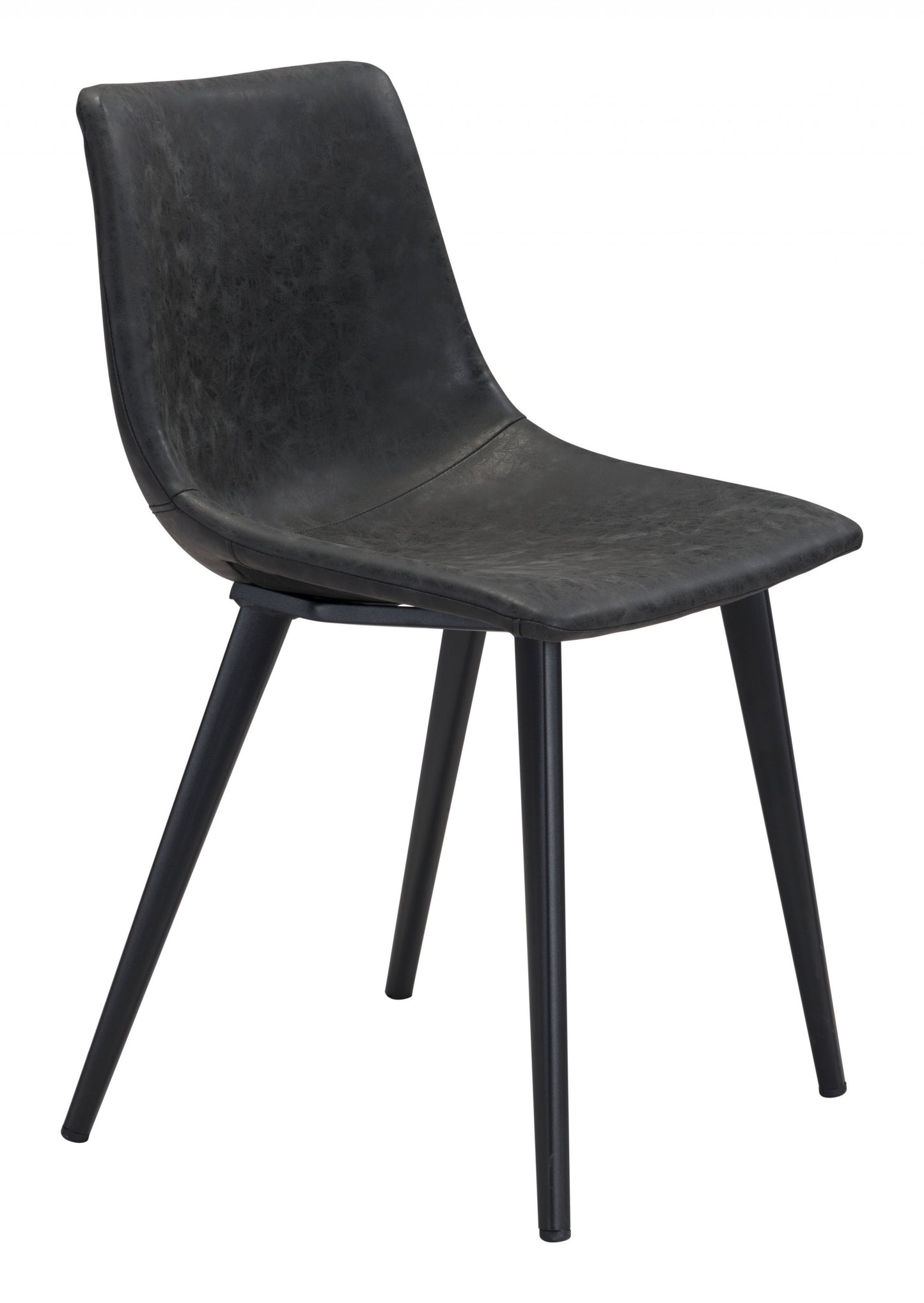 Set of Two Black Upholstered Faux Leather Dining Side chairs