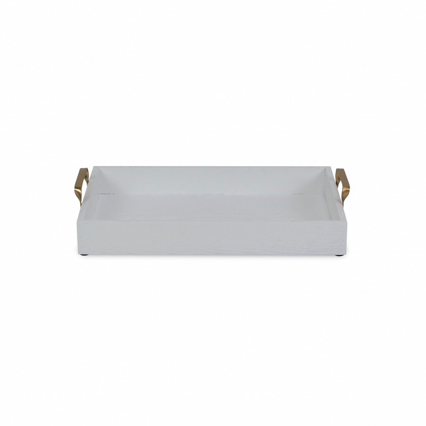 White Wooden Tray with Gold Handles