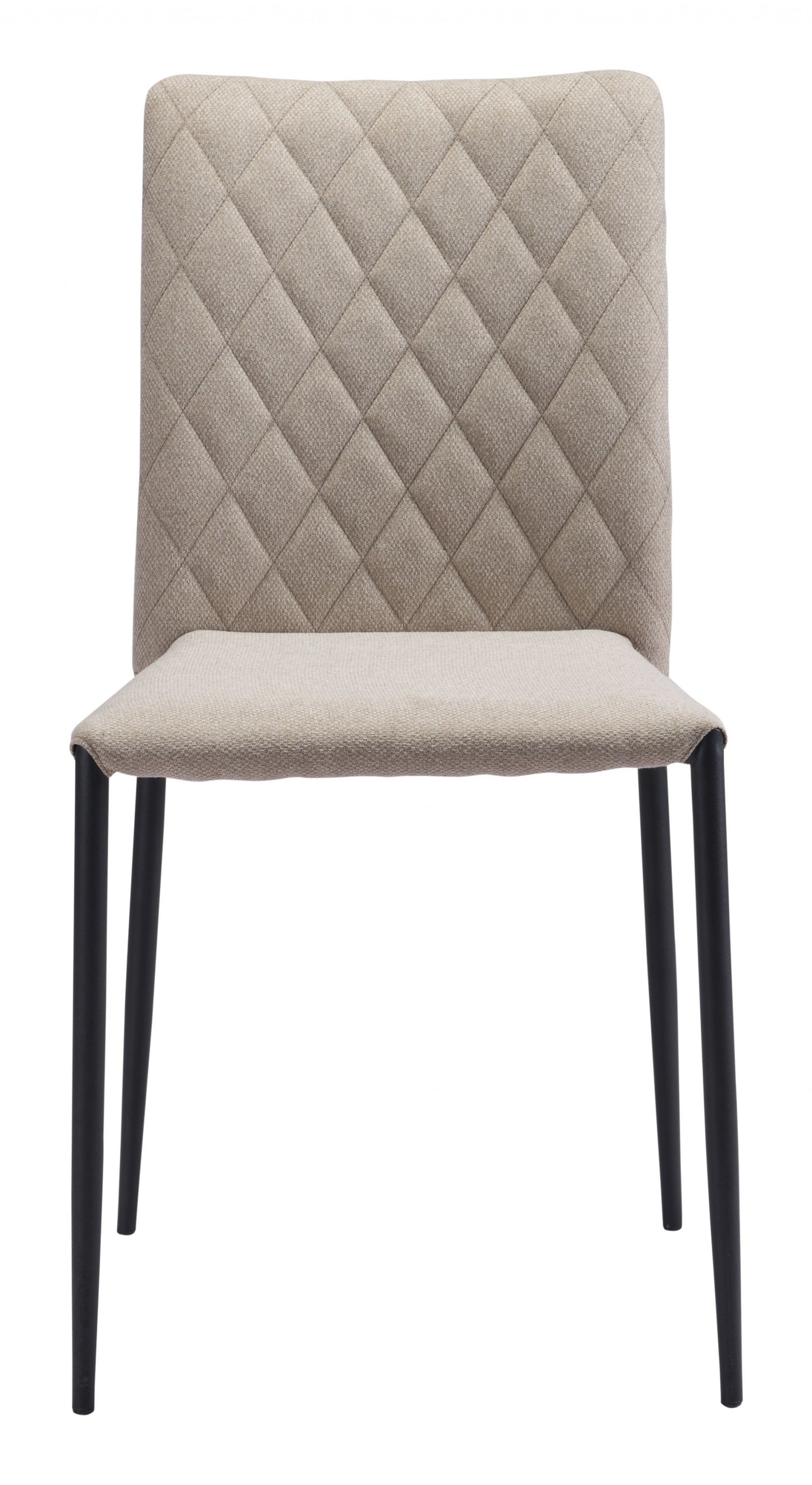 Set of Two Beige Diamond Weave Dining Chairs