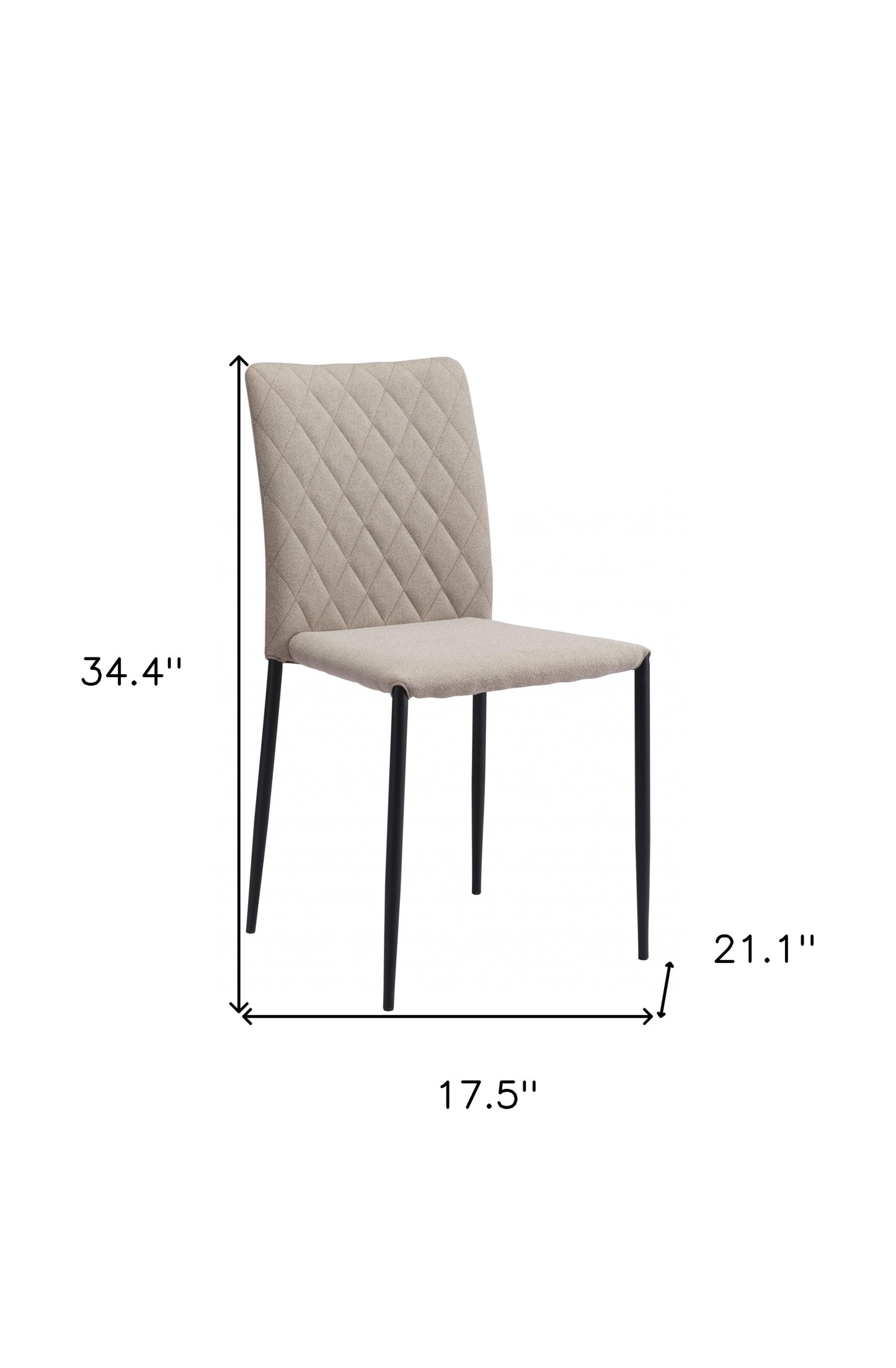 Set of Two Beige Diamond Weave Dining Chairs