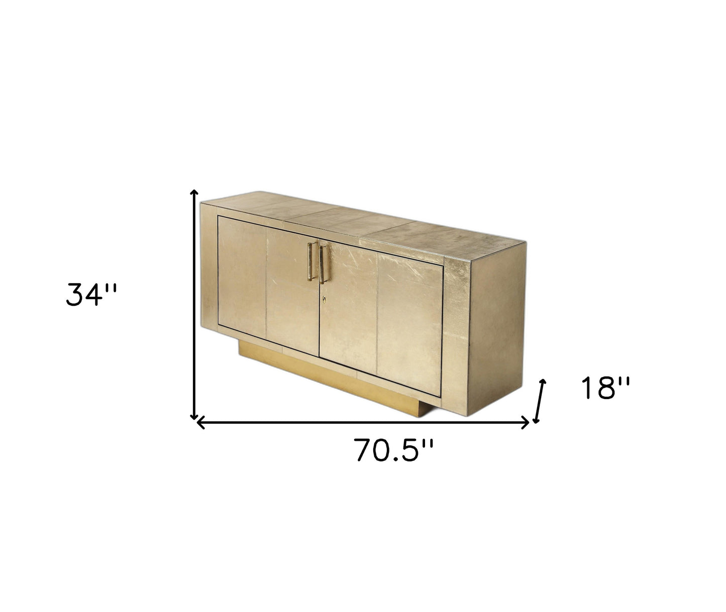 71" Gold Solid Wood Sideboard With Two Doors