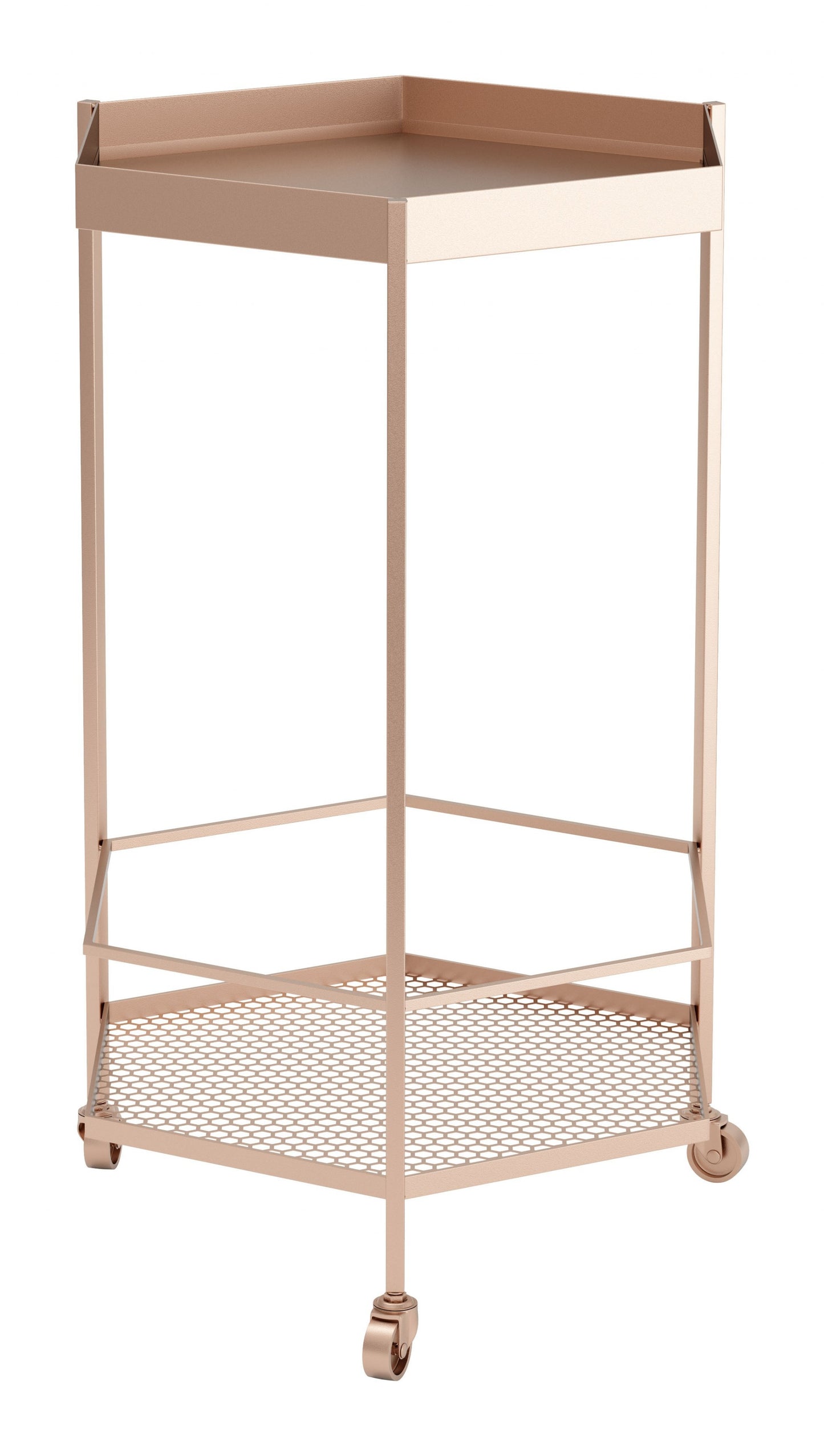 Gold Steel Hexagon Rolling Bar Cart