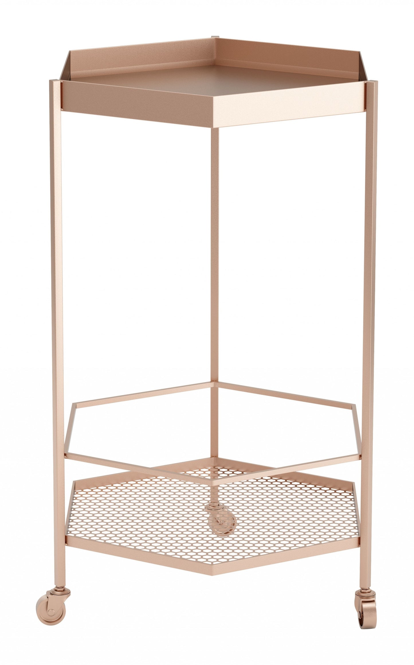 Gold Steel Hexagon Rolling Bar Cart