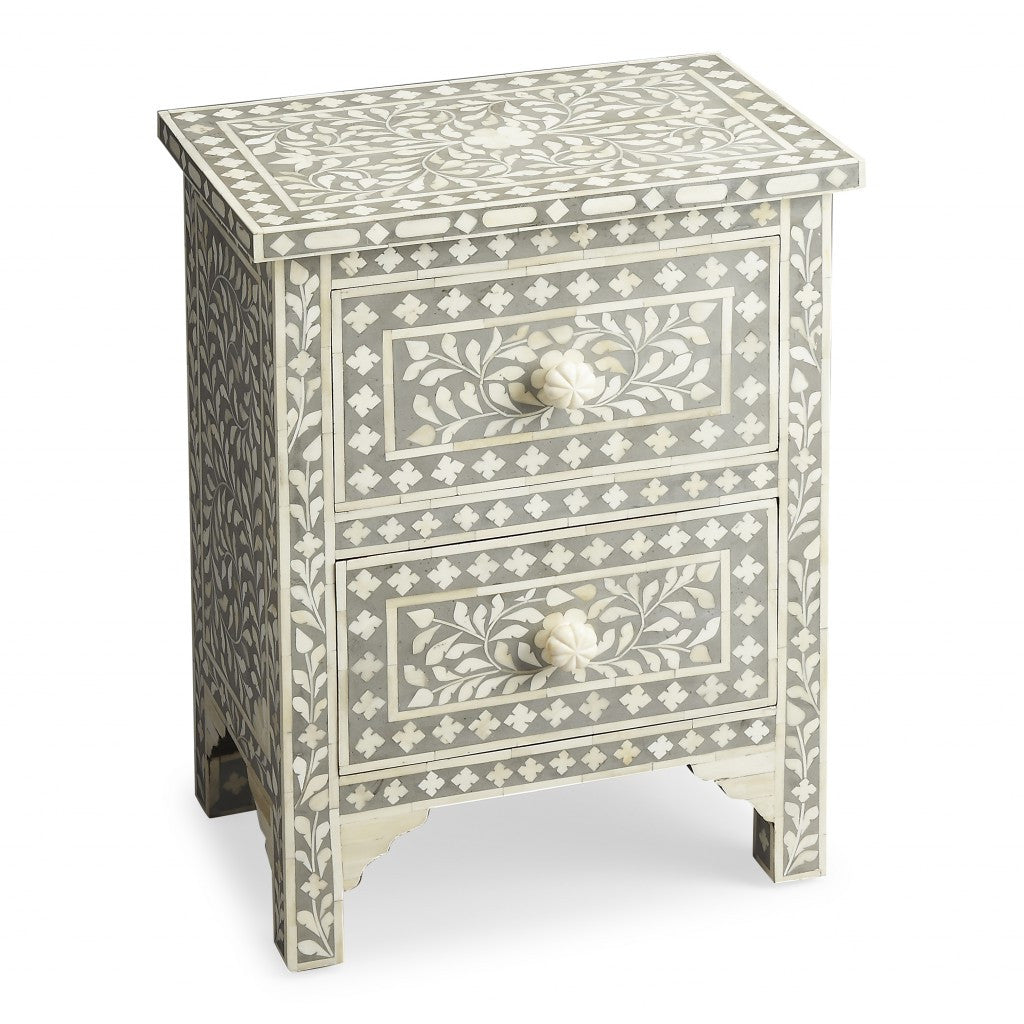 Vivienne Grey Bone Inlay Accent Chest