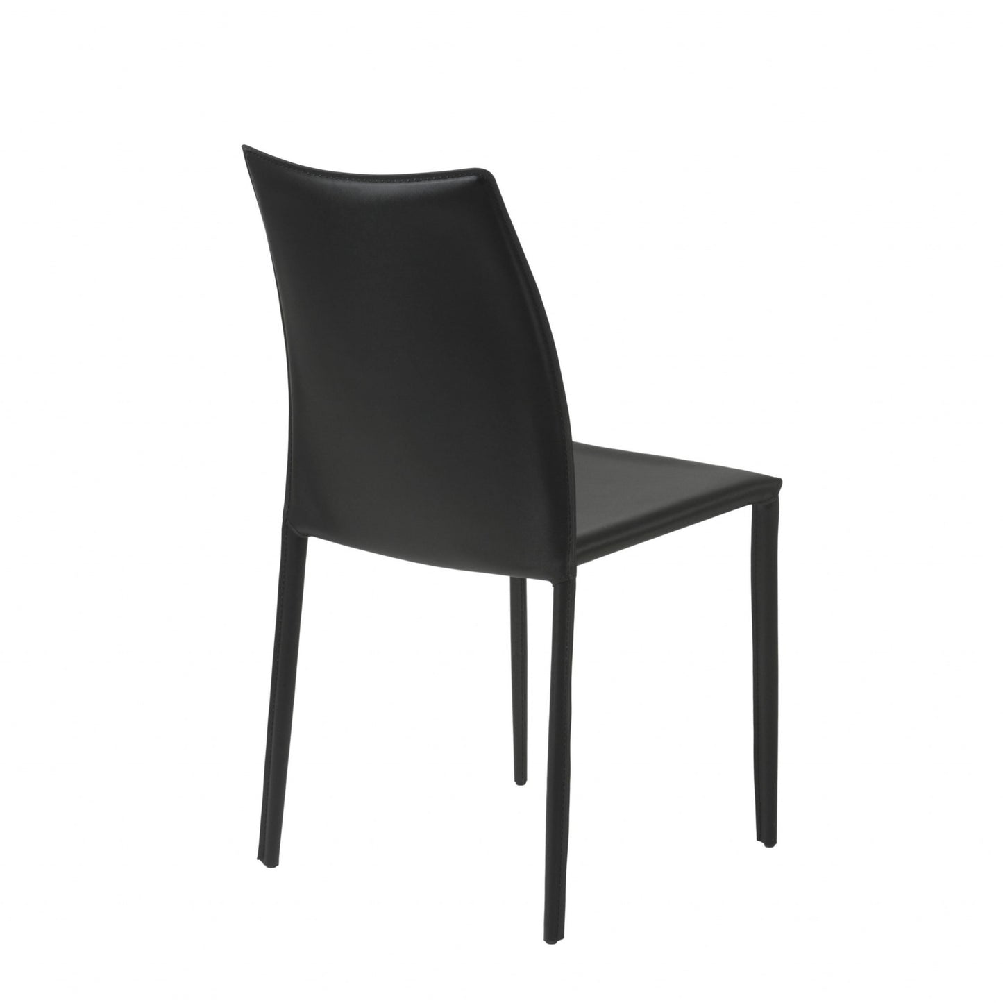 Set of Two Premium All Black Stacking Dining Chairs