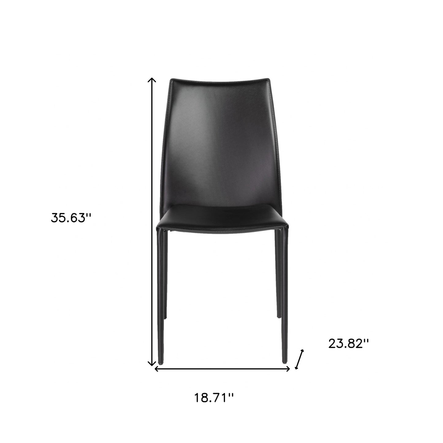 Set of Two Premium All Black Stacking Dining Chairs