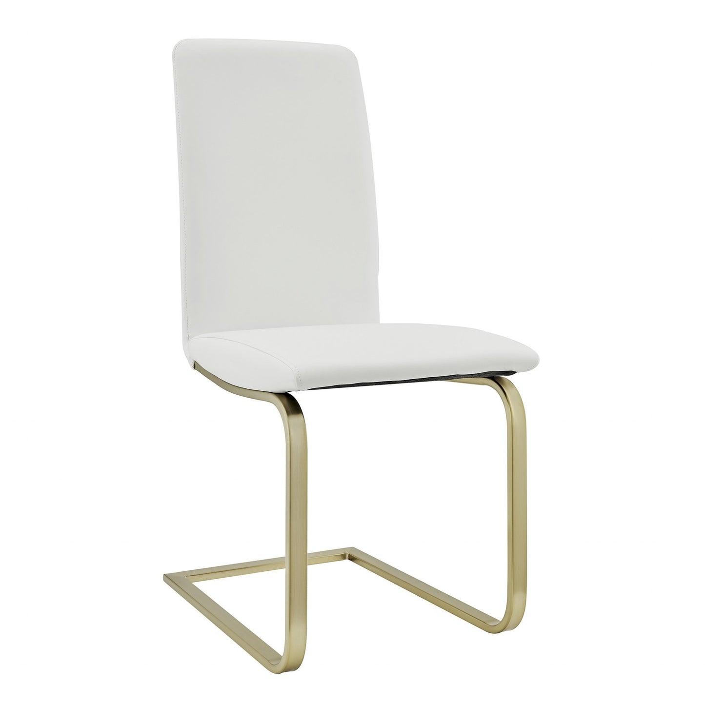 Set of Two Mod White and Gold Dining Chairs