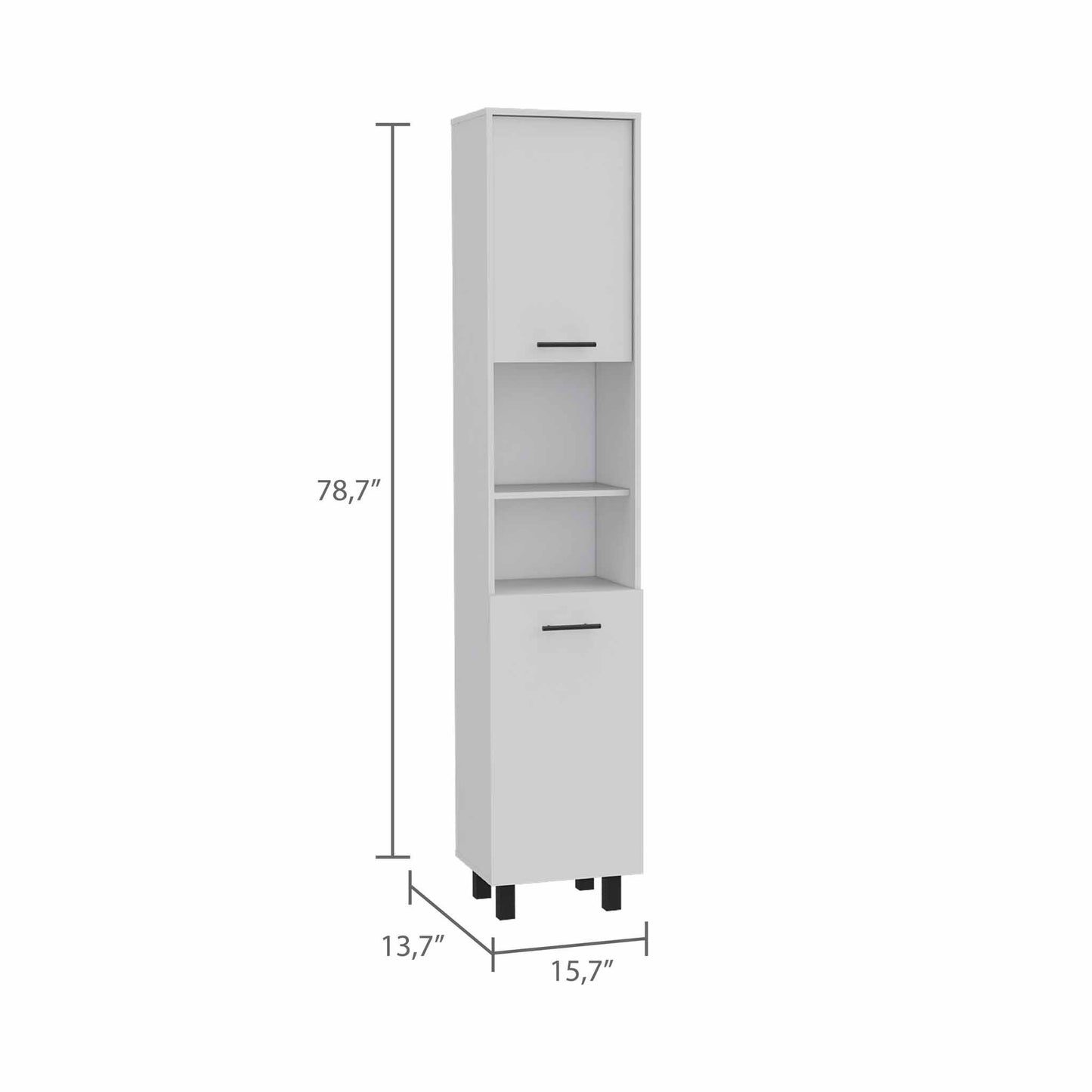 78" Modern White Sleek and Tall Pantry Cabinet