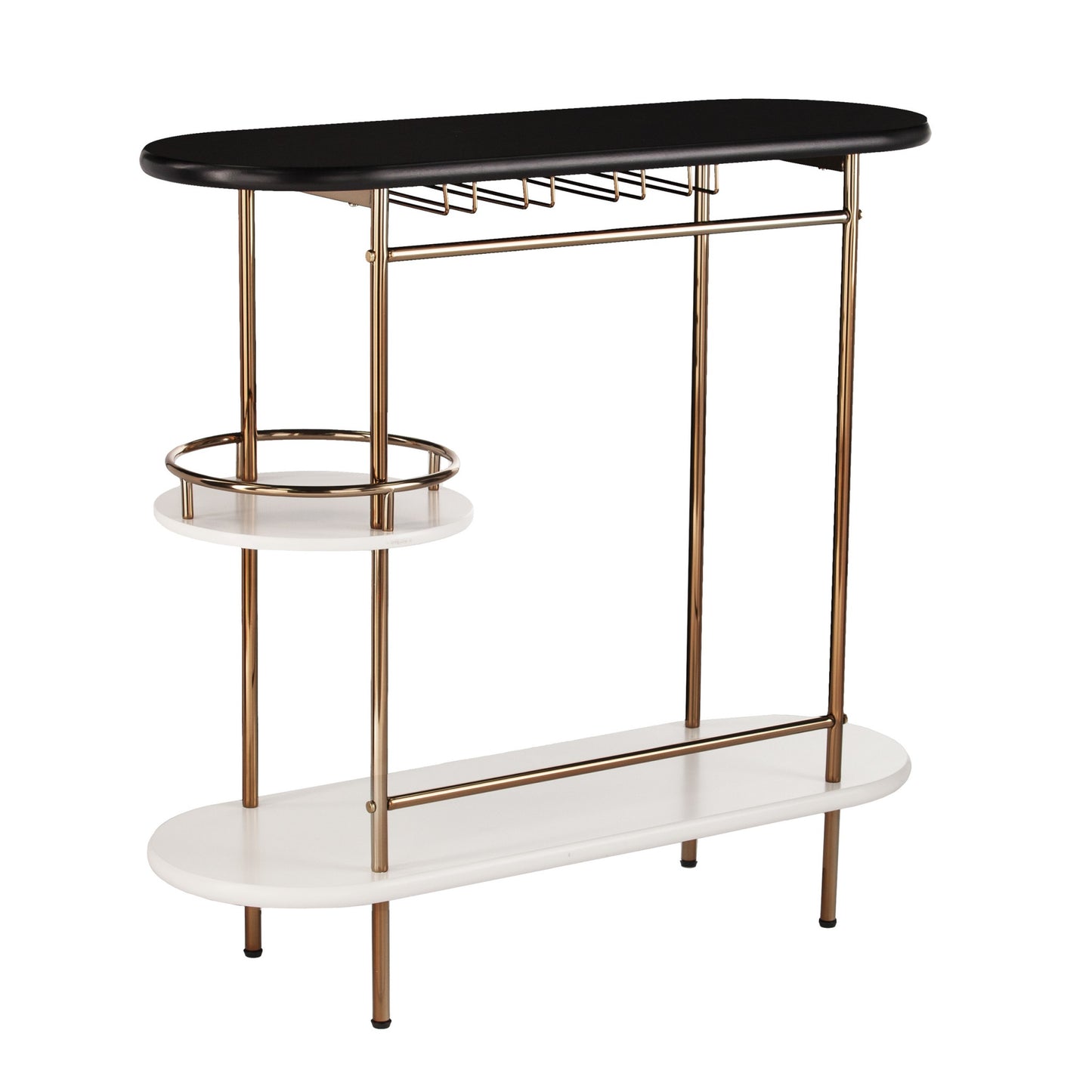 Black and Gold Metal Bar Cart With Wine Storage