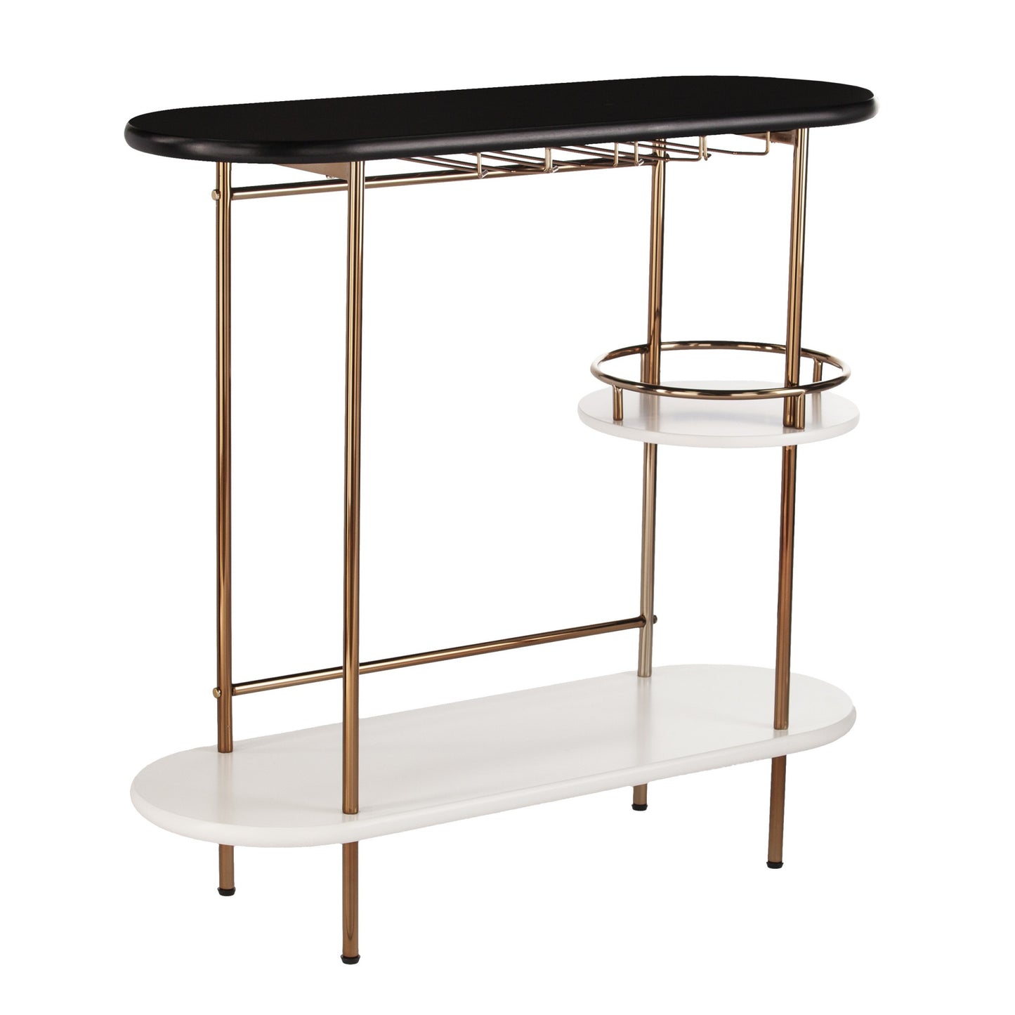 Black and Gold Metal Bar Cart With Wine Storage