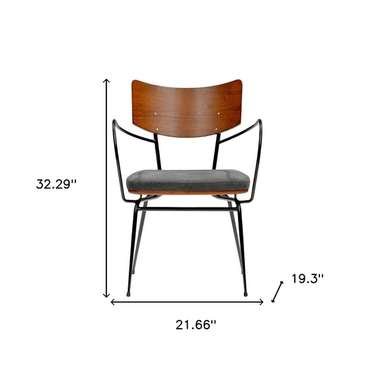 Set of Two Wood and Steel Armchairs