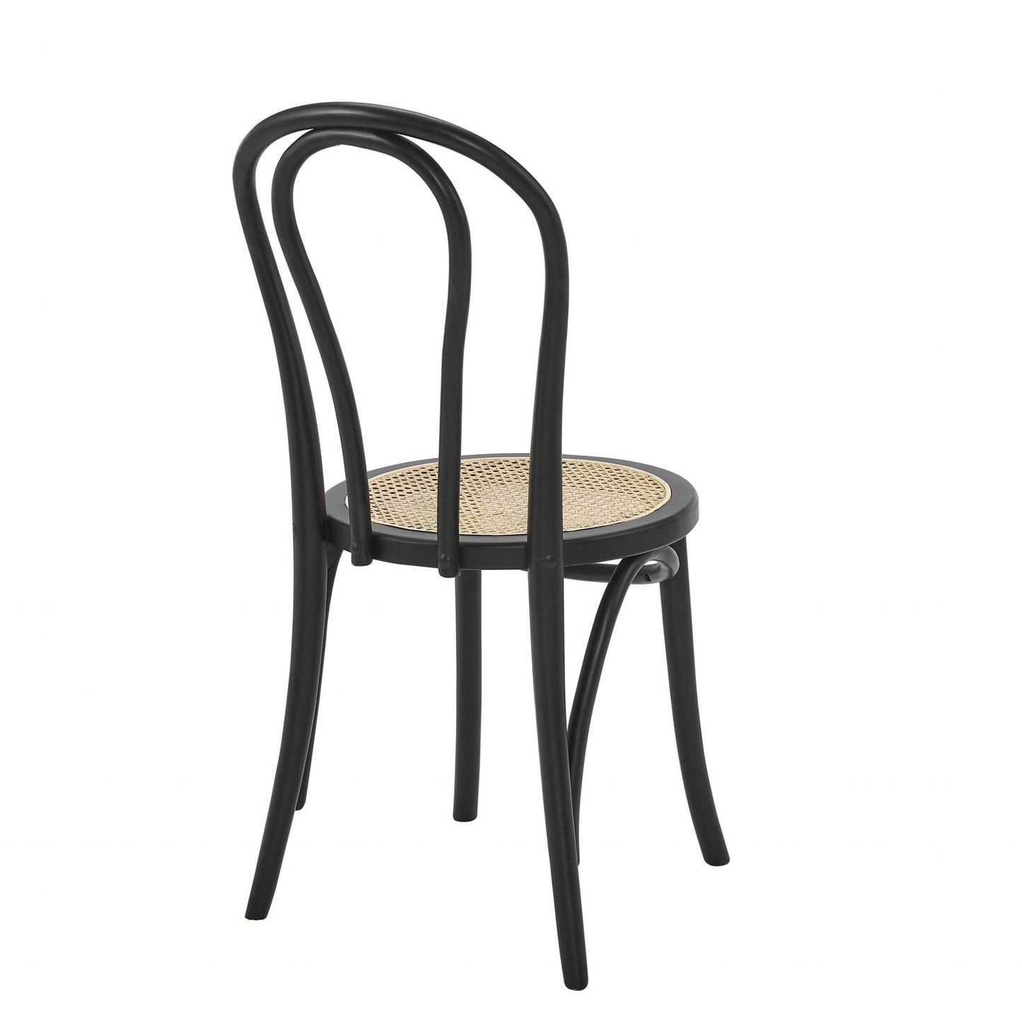 Set of Two Vintage Style Black Cane Dining Chairs