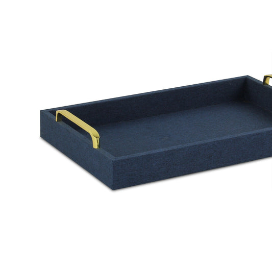 Navy Blue Linen and Wooden Tray