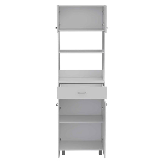 White Tall Pantry Cabinet with Two Storage Shelves