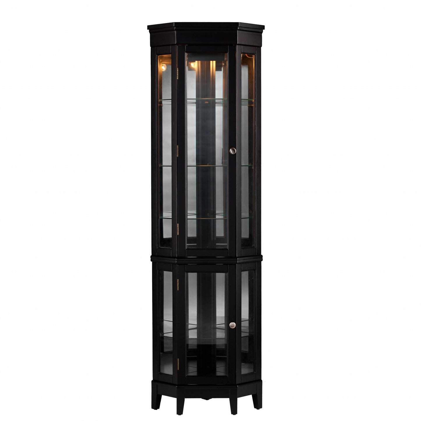 Elegant Black Lighted Curio Cabinet