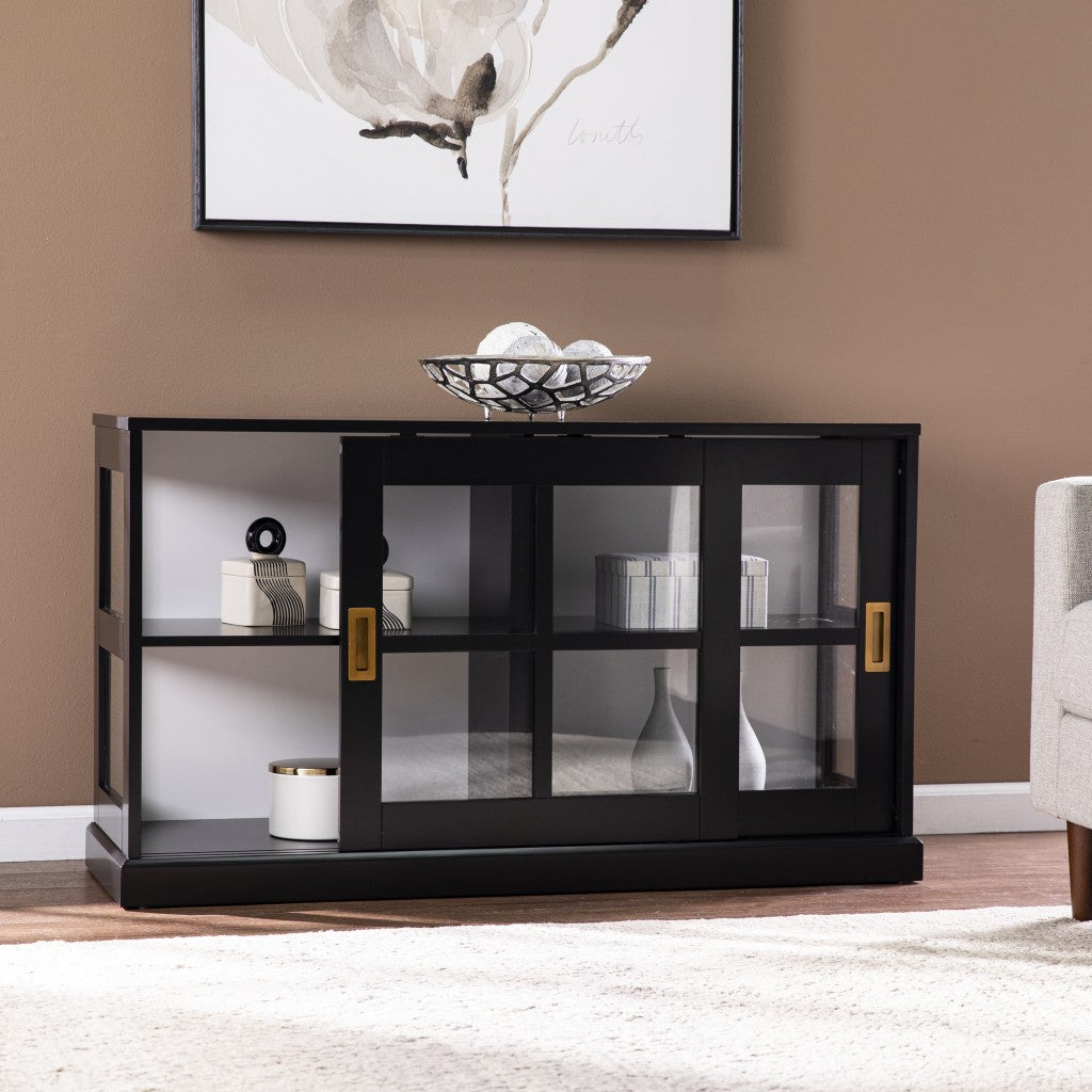 Dynasty Contemporary Black and White Low Curio Cabinet