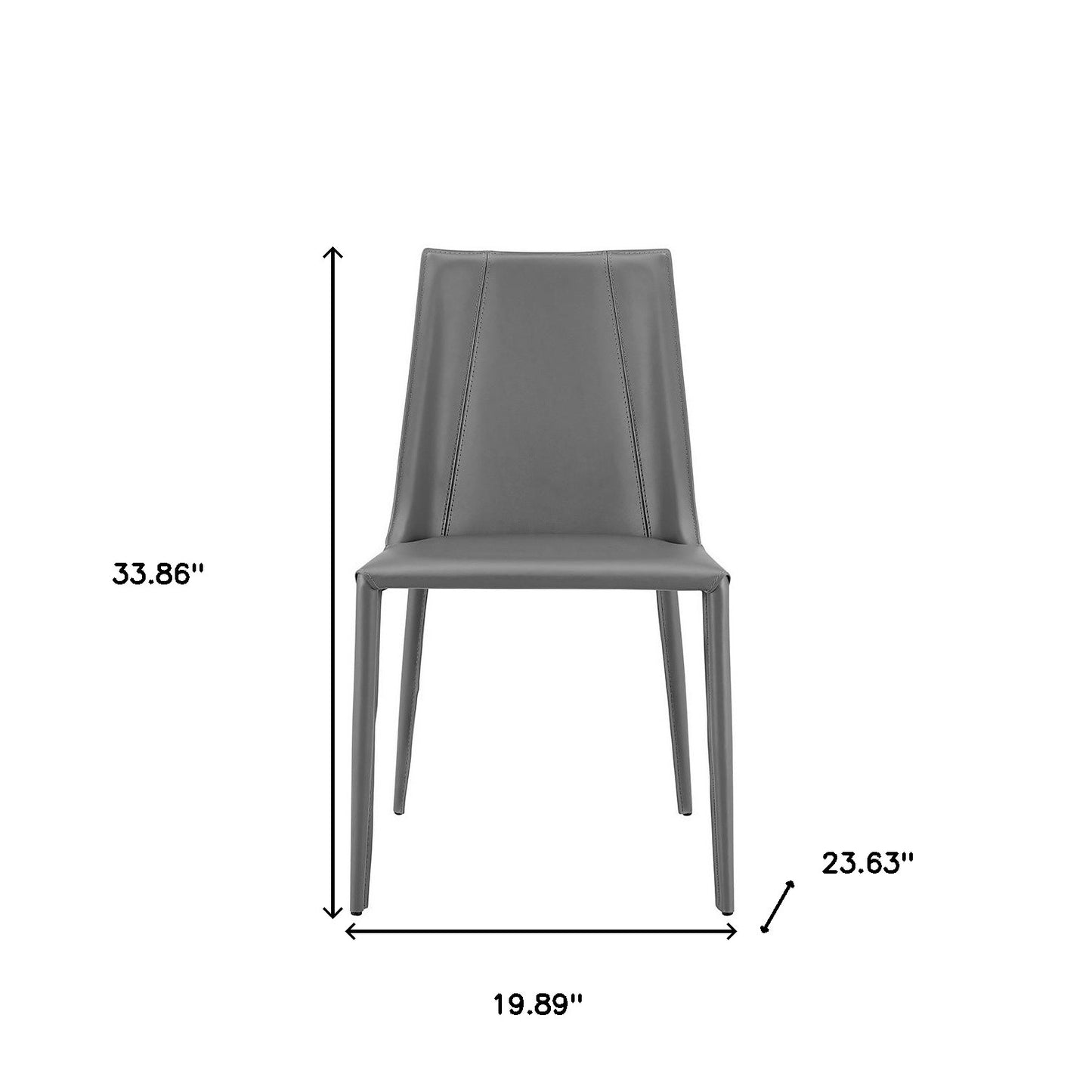 Sleek All Dark Gray Faux Leather Dining or Side Chair