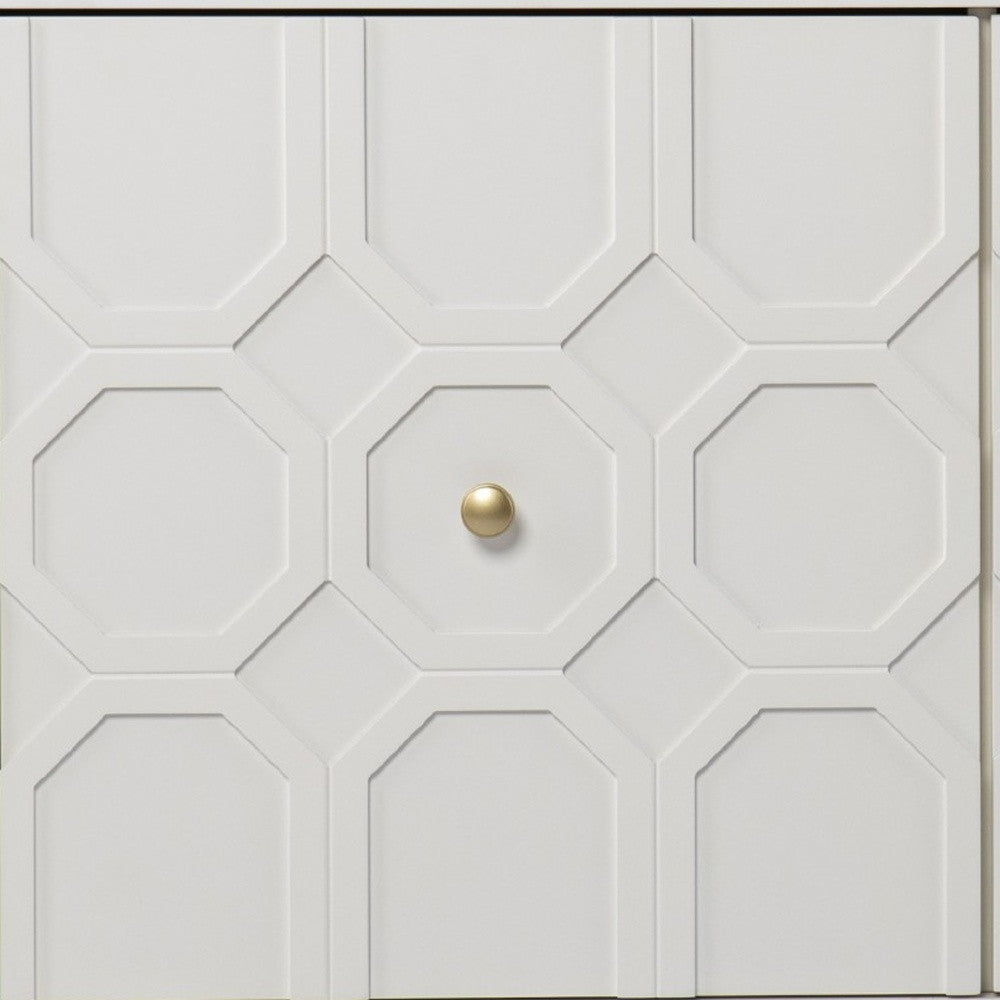 White and Gold Moroccan Dynasty Two Door Accent Cabinet