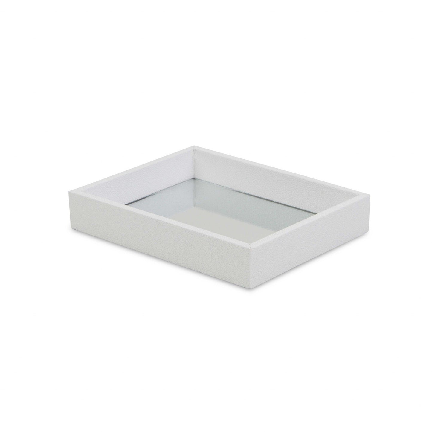 White Shagreen Mirrored Tray